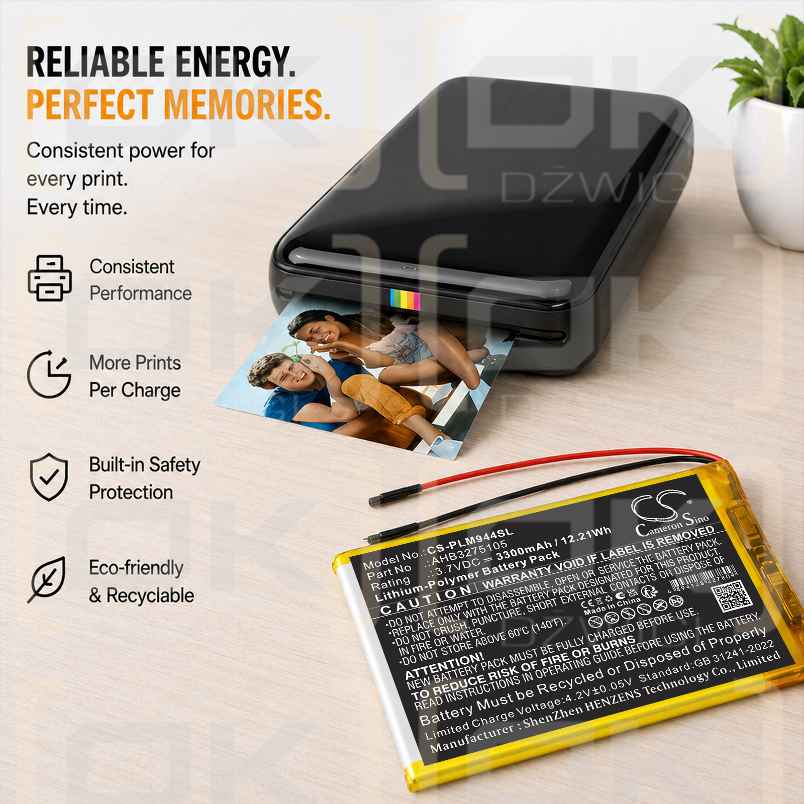 Replacement Battery for Polaroid MIDB944PXE / AHB3275105 3300 mAh Li-Polymer 3.7 V (Cameron Sino)