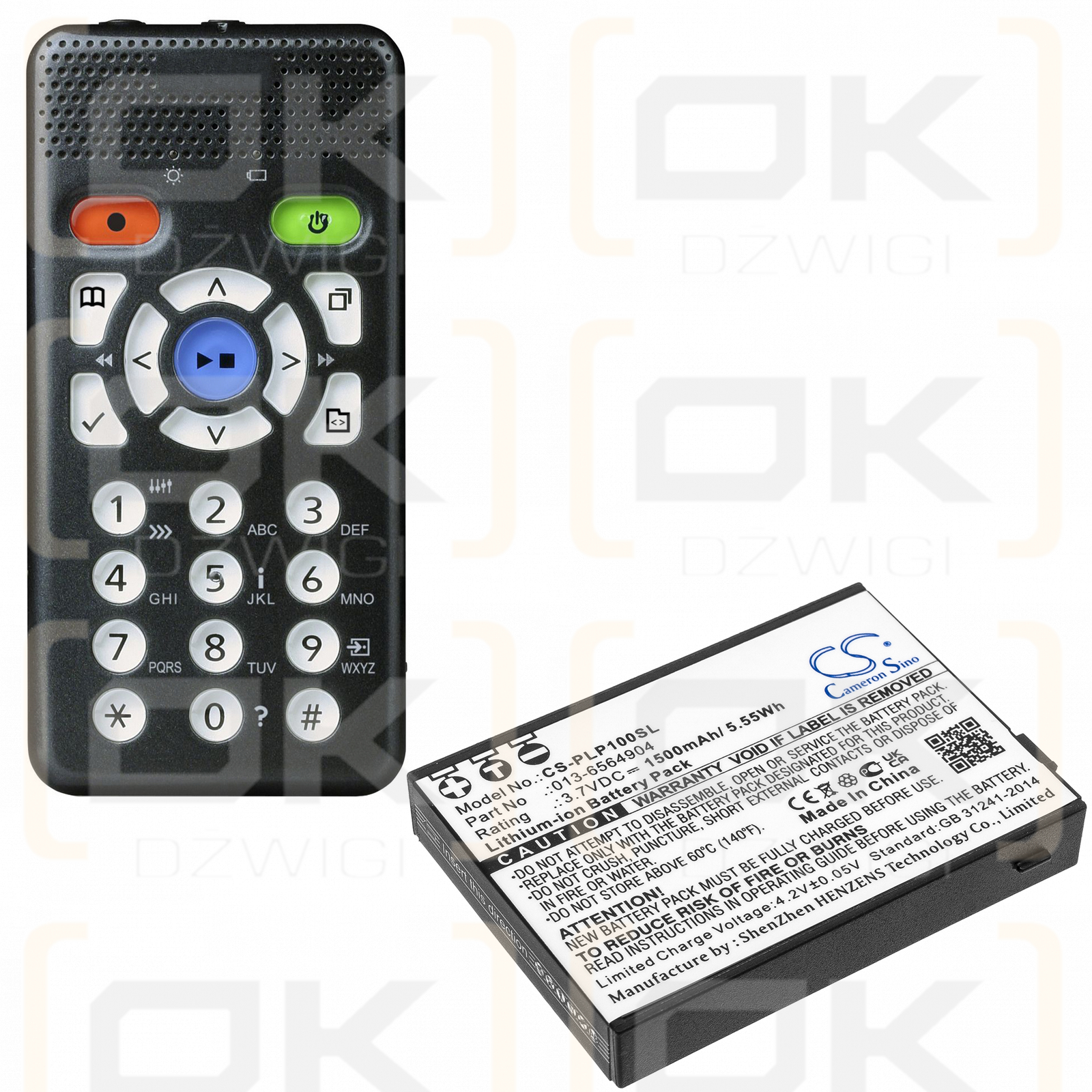 Plextalk Pocket Daisy Player PTP1 / 013-6564904 1500 mAh Li-Ion 3,7 V (Cameron Sino)