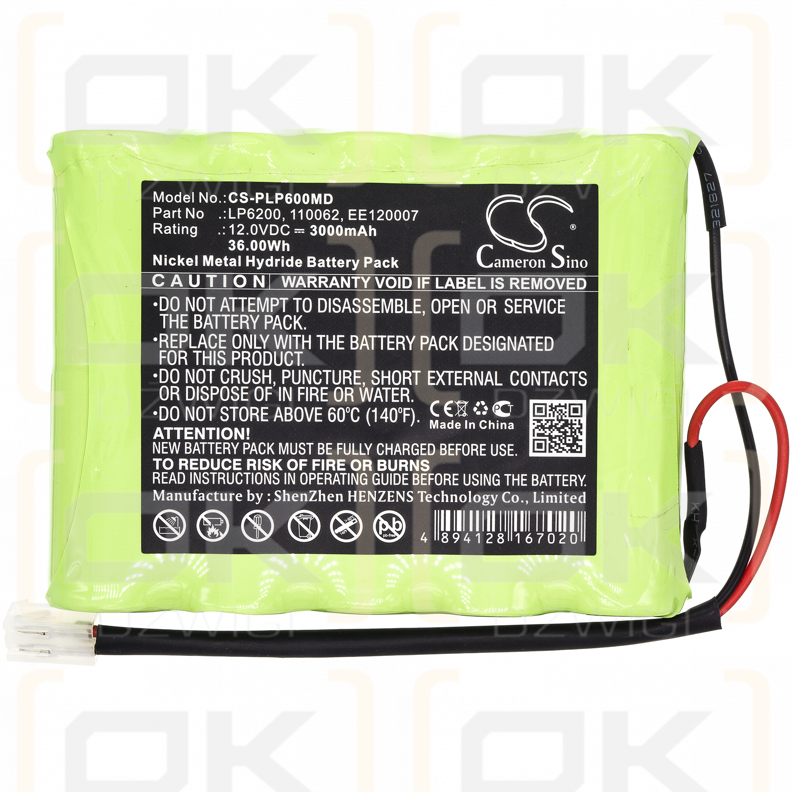 Physio-Control LP7 / LP6200 3000mAh Ni-MH 12.0V (Cameron Sino)