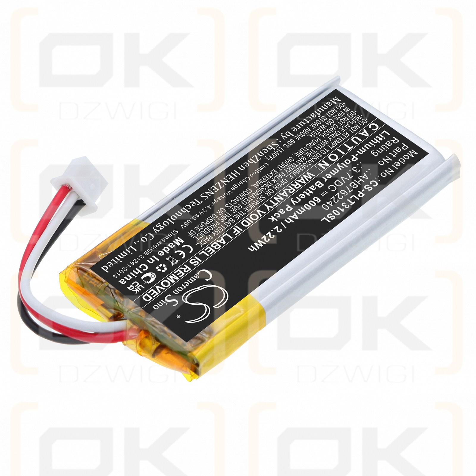 Plantronics Backbeat Fit 3200 Kabelloses Ladecase / AHB762240 600 mAh Li-Polymer 3,7 V (Cameron Sino)