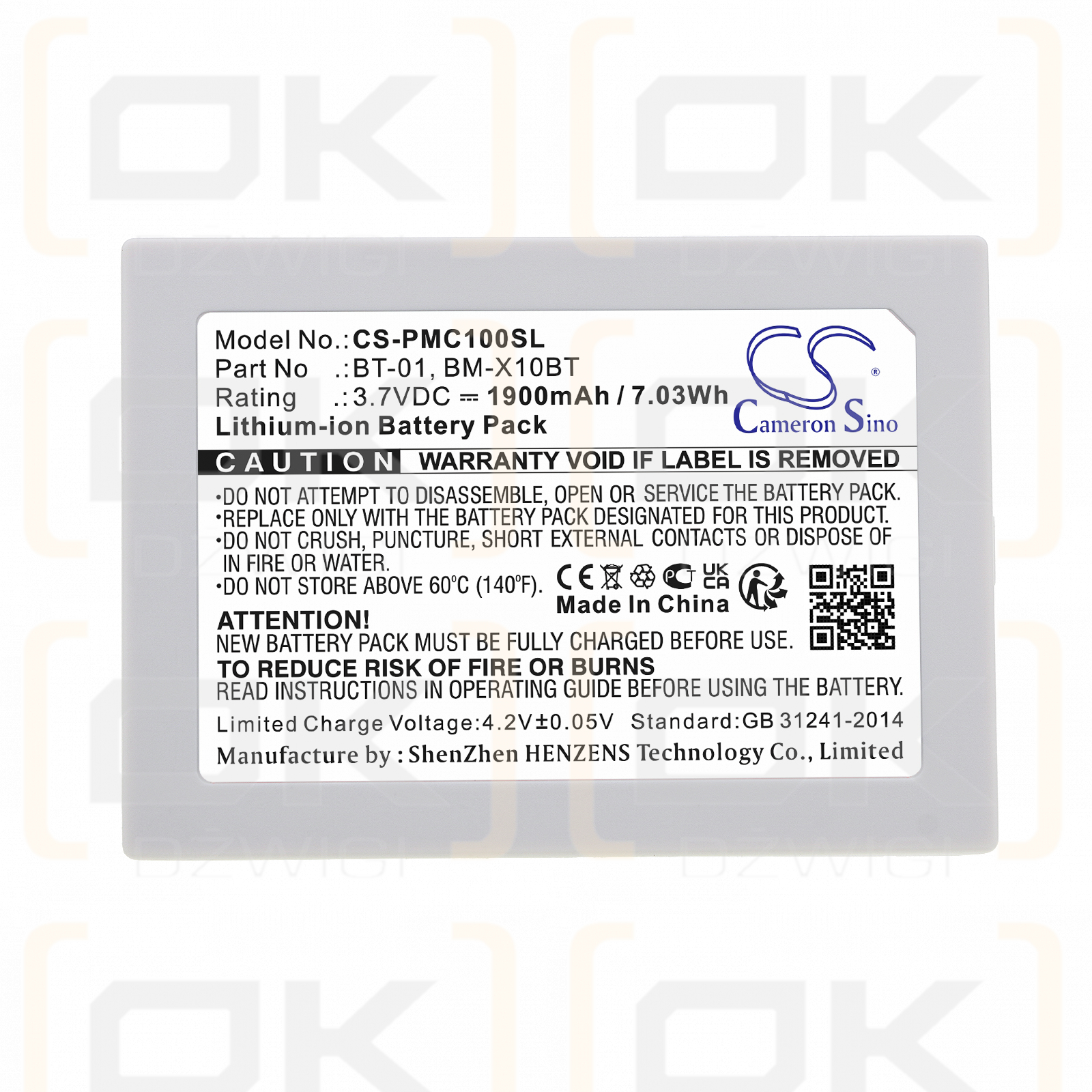 Flexible 00004445 / BT-01 1900mAh Li-ion 3.7V (Cameron Sino)