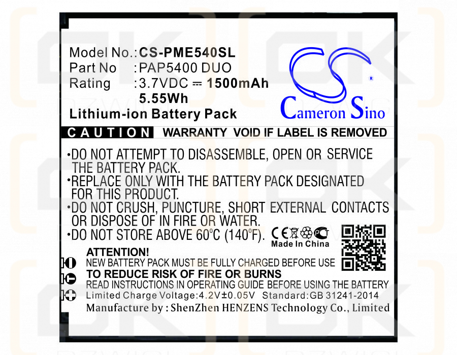 Prestigio 5400 Duo / PAP5400 DUO 1500 mAh Li-Ion 3,7 V (Cameron Sino)