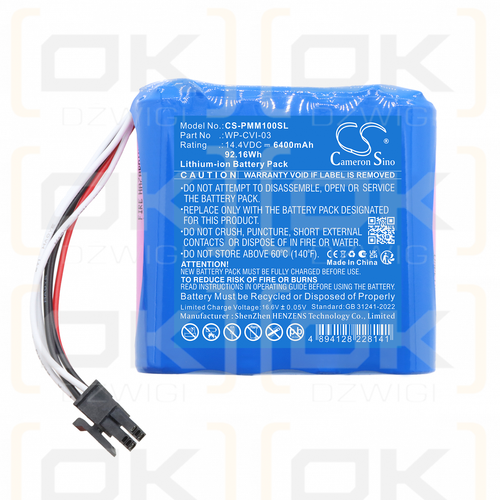 Bateria zamienna do Particle Measuring Systems Minicapt 100 / WP-CVI-03 6400 mAh Li-ion 14.4 V (Cameron Sino)