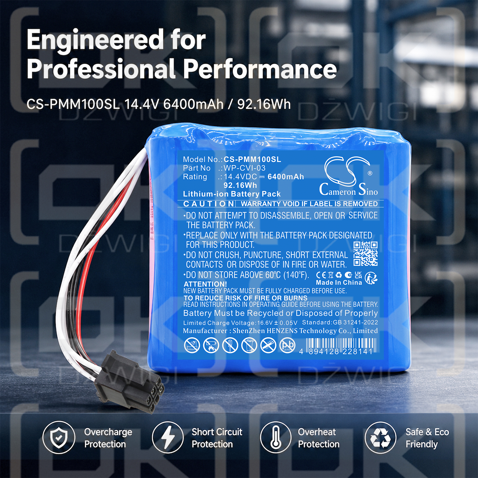 Bateria zamienna do Particle Measuring Systems Minicapt 100 / WP-CVI-03 6400 mAh Li-ion 14.4 V (Cameron Sino)