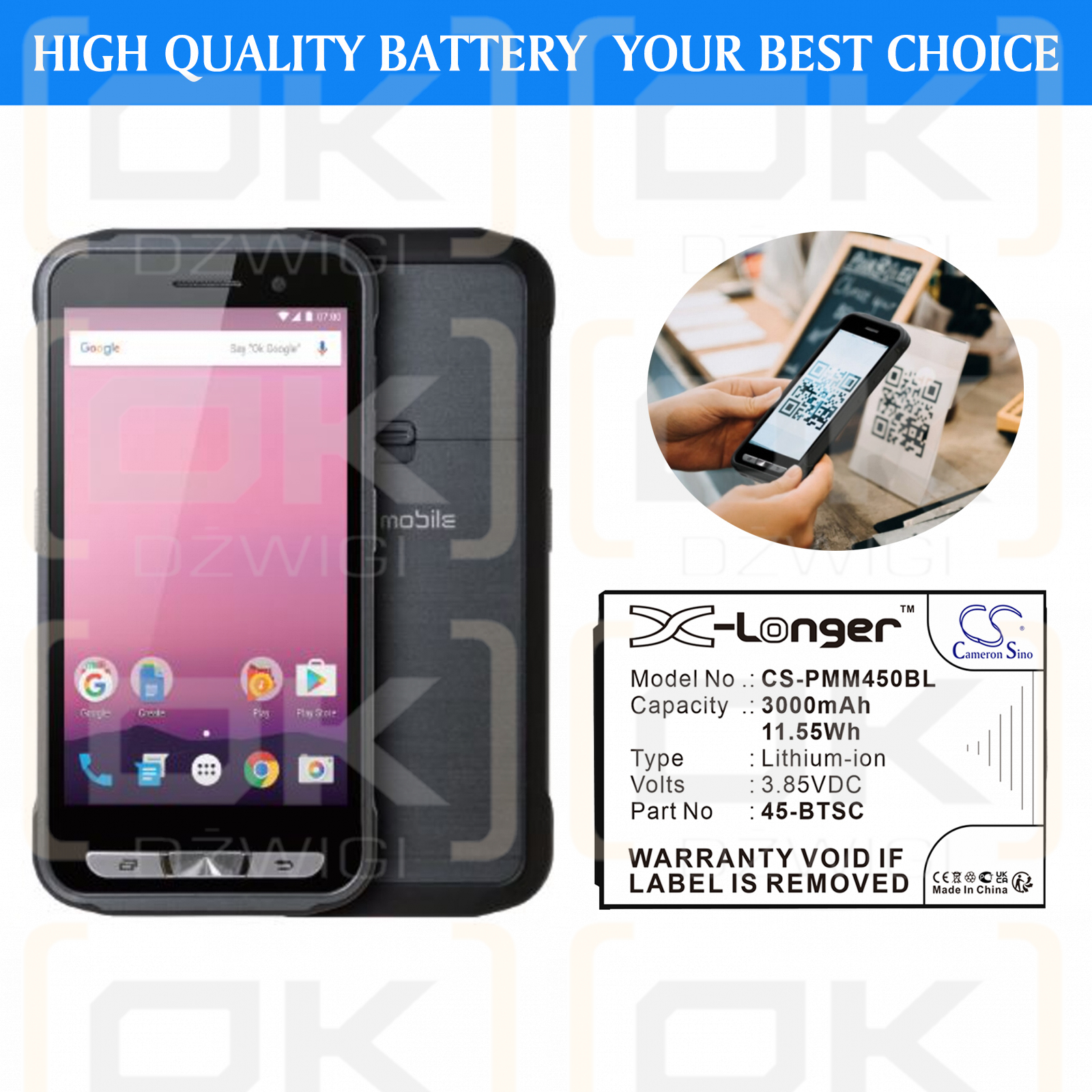 Point Mobile PM45/45-BTSC 3000 mAh Li-Ionen 3,85 V (Cameron Sino)