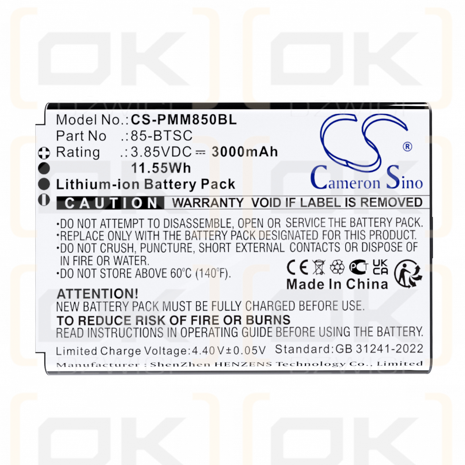 Point Mobile PM90/85-BTSC 3000 mAh Li-Ionen 3,85 V (Cameron Sino)