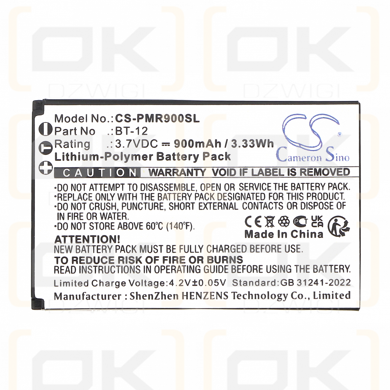 Auriculares todo en uno flexibles MicroCom XR900 / 031-450-3048 900 mAh, polímero de litio, 3,7 V (Cameron Sino)