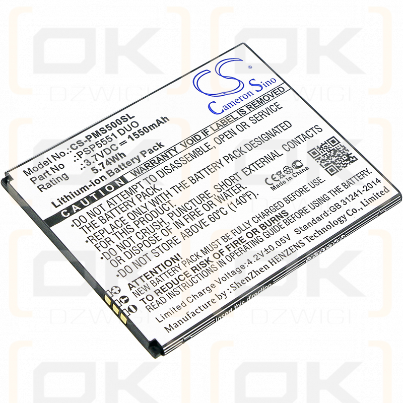 Prestigio PSP5551 DUO / PSP5551 DUO 1550 mAh Li-Ion 3,7 V (Cameron Sino)