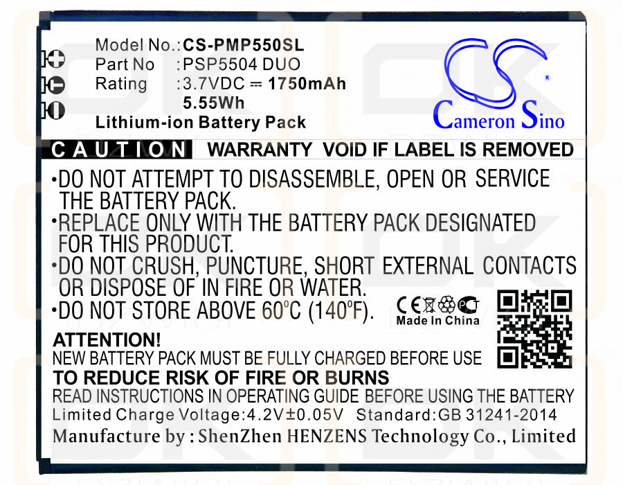 Prestigio MultiPhone 5505 DUO / PSP5505 Duo 1800 mAh Li-Ion 3,7 V (Cameron Sino)