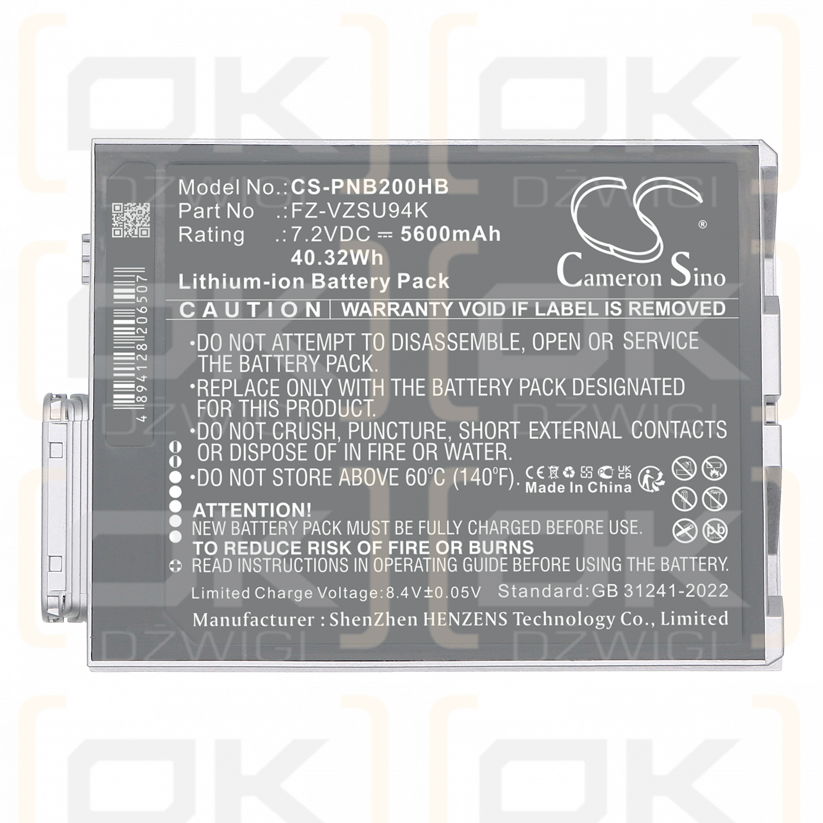Panasonic FZ-M1 / FZ-VZSU94K 5600mAh Li-ion 7.2V (Cameron Sino)