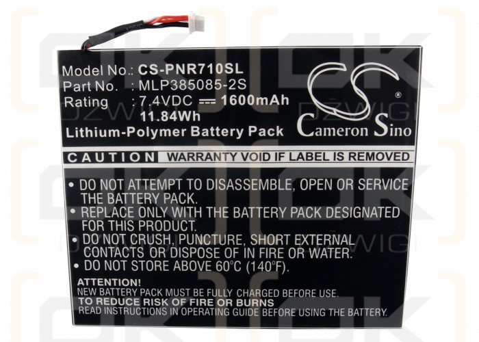 Pandigital Novel Hacking / MLP385085-2S 1600mAh Li-Polymer 7.4V (Cameron Sino)