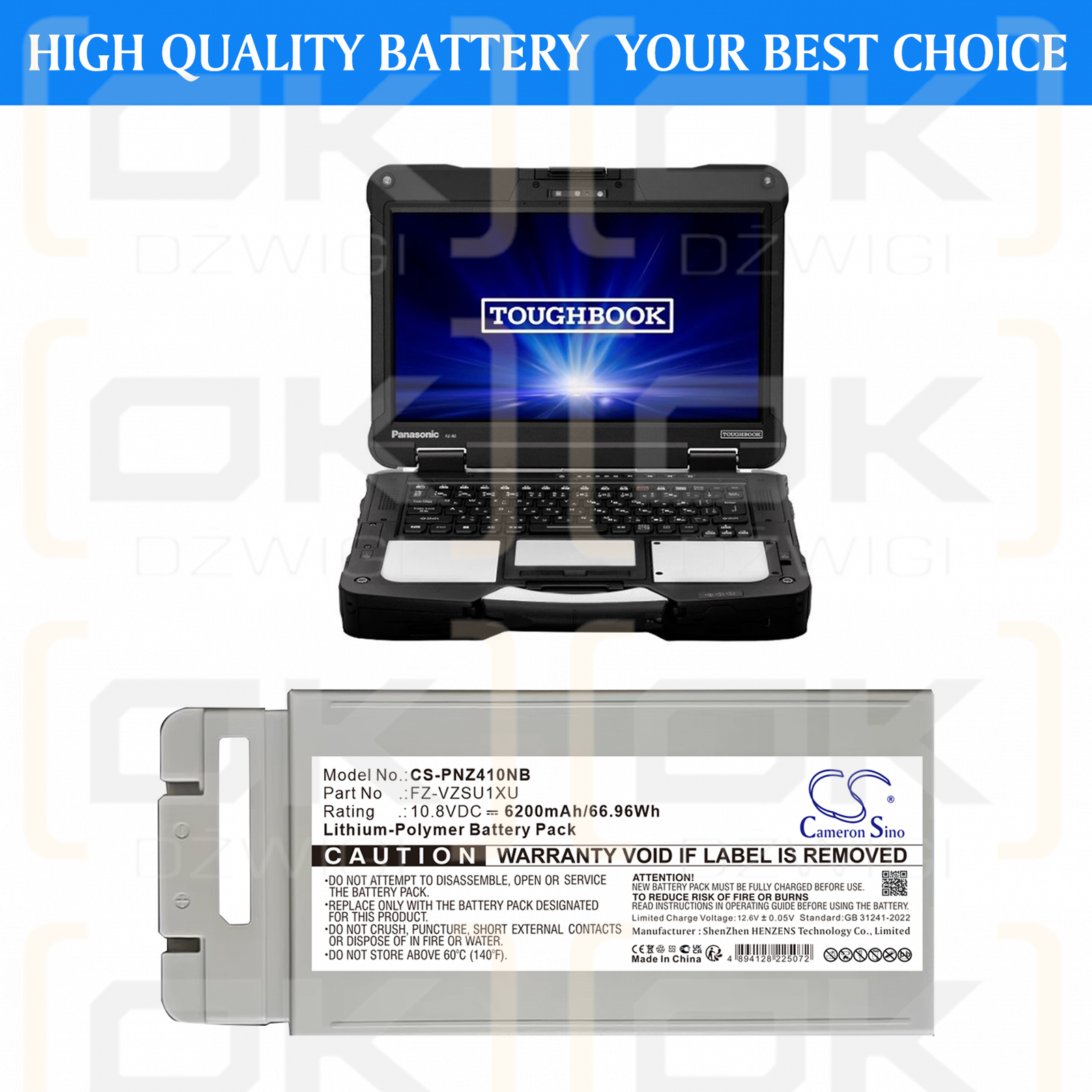 Panasonic Toughbook FZ-40 / FZ-VZSU1XU 6200 mAh Li-Polymer 10.8 V (Cameron Sino)
