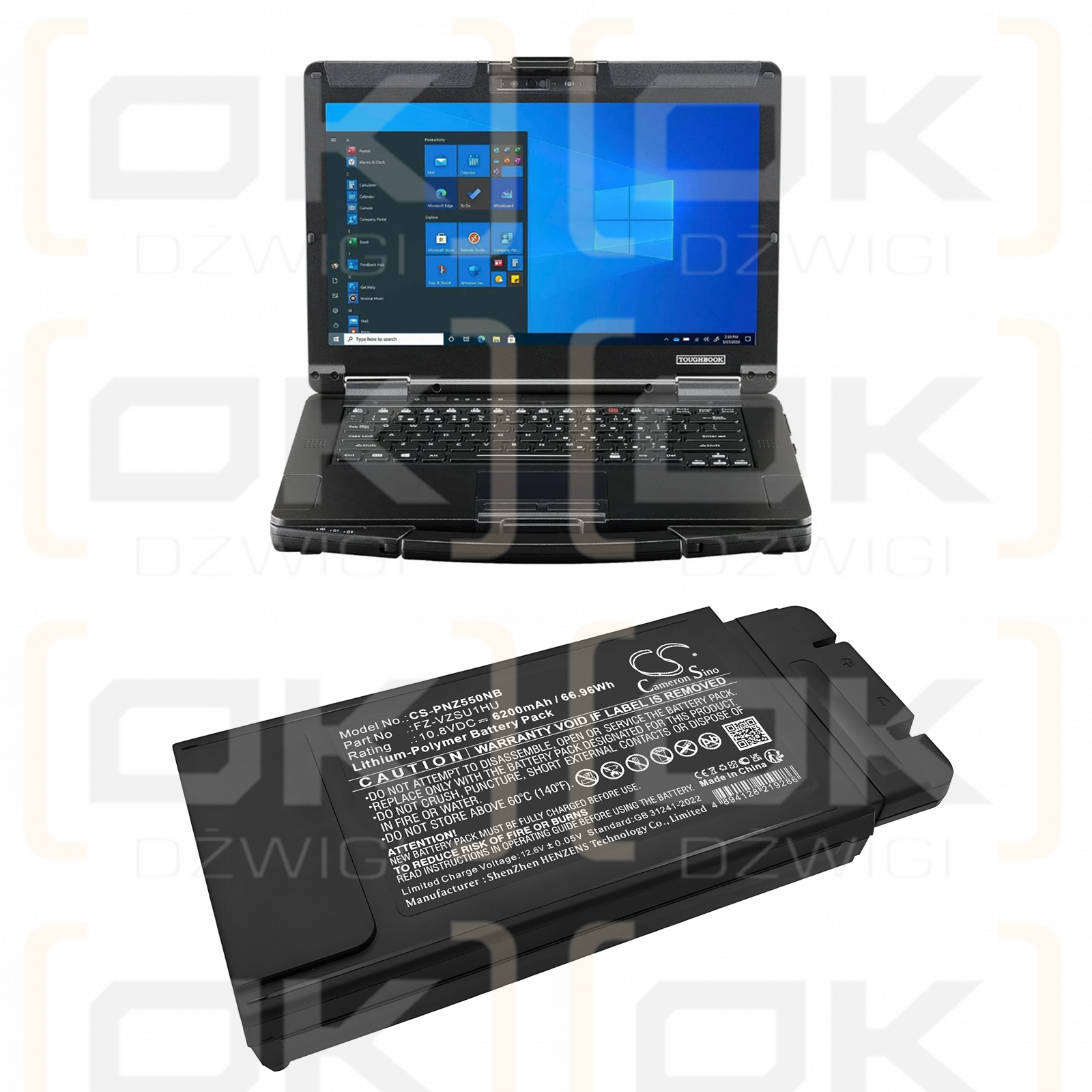Panasonic Toughbook FZ-55 MK3 / FZ-VSD55151W 6200 mAh, batería de iones de litio de 10,8 V (Cameron Sino)