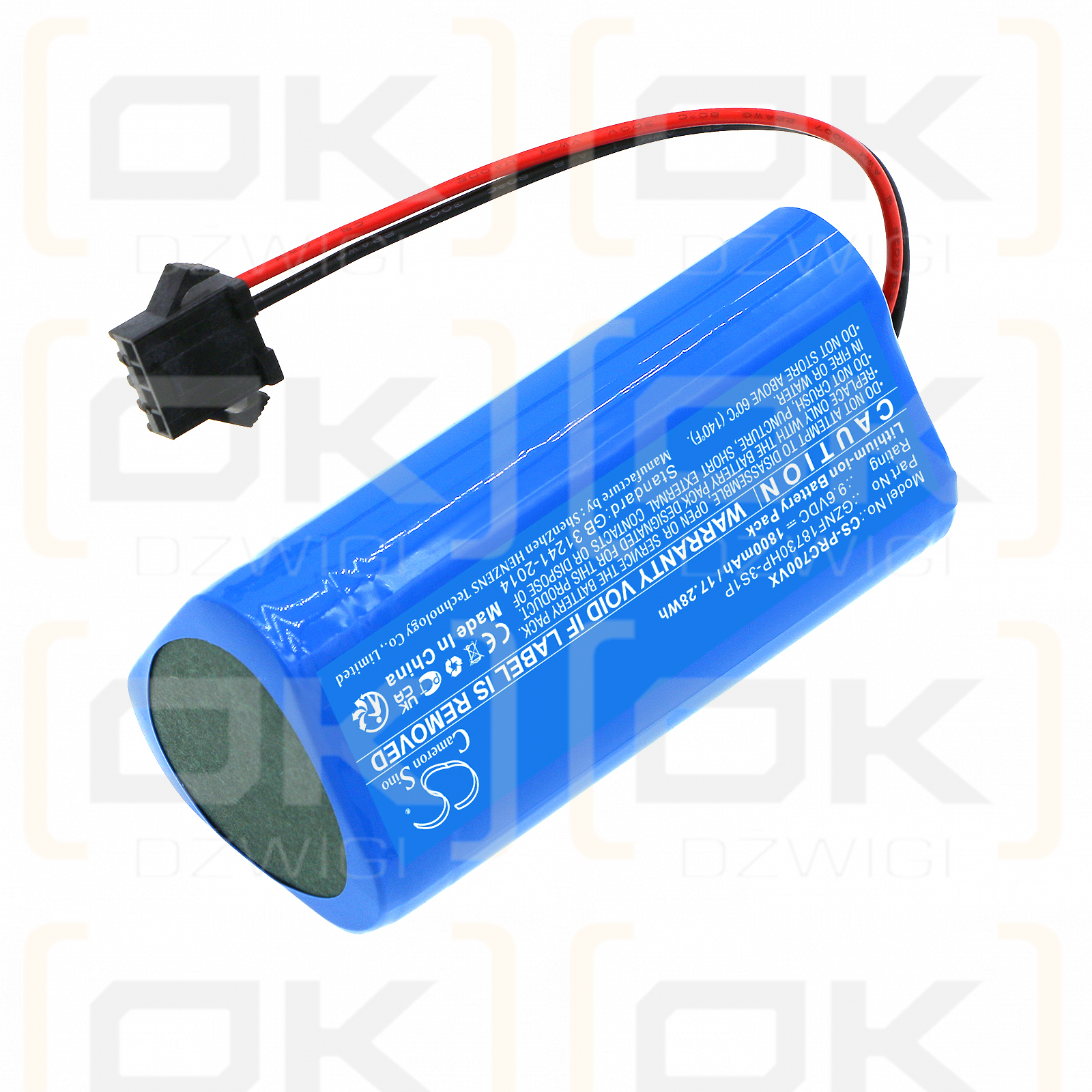 Pure Clean PUCRCX70 / GZNF18730HP-3S1P 1800 mAh LiFePO4 9,6 V (Cameron Sino)