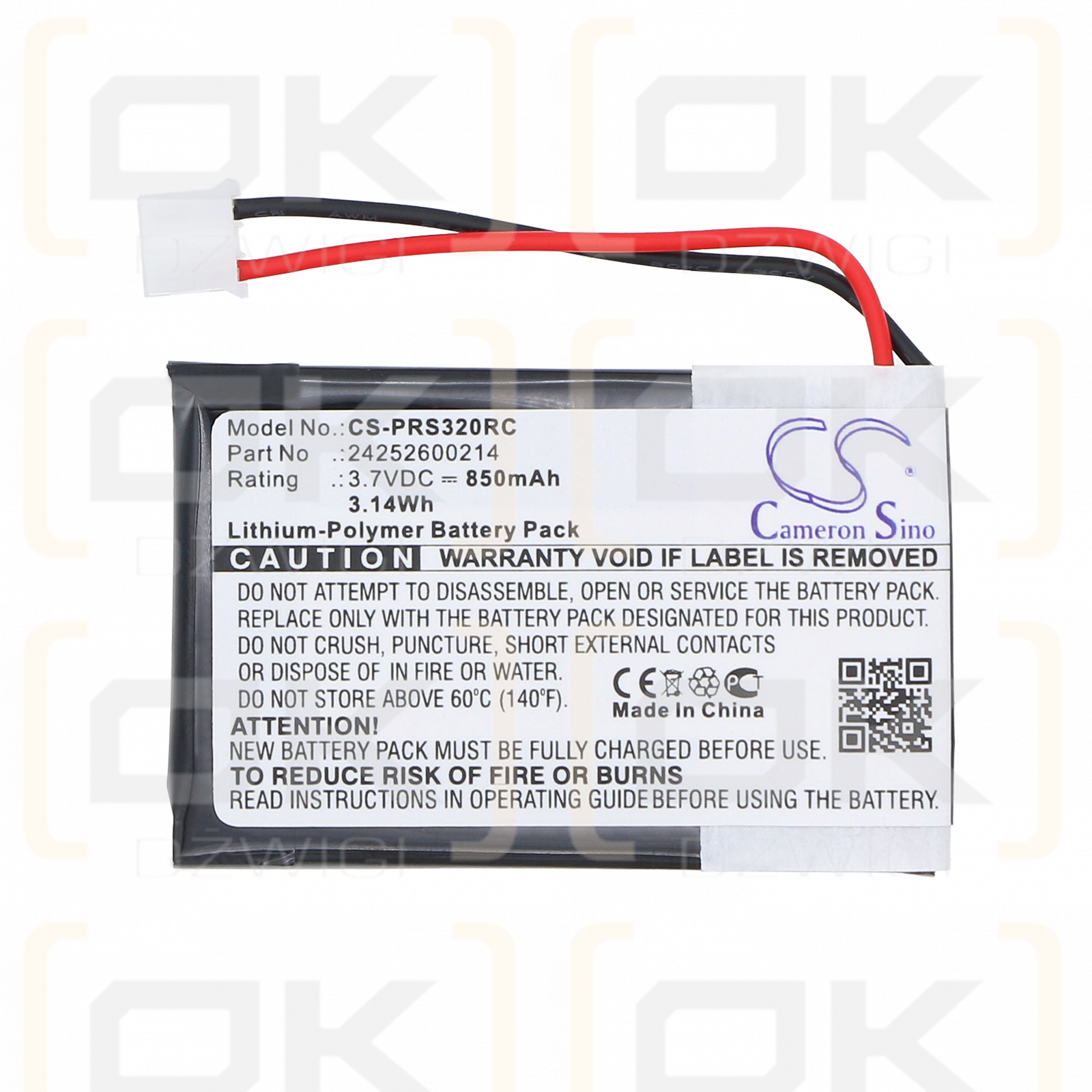 Аккумулятор Philips SRT932010 / 242252600214 850 мАч Li-Polymer 3,7 В (Cameron Sino)