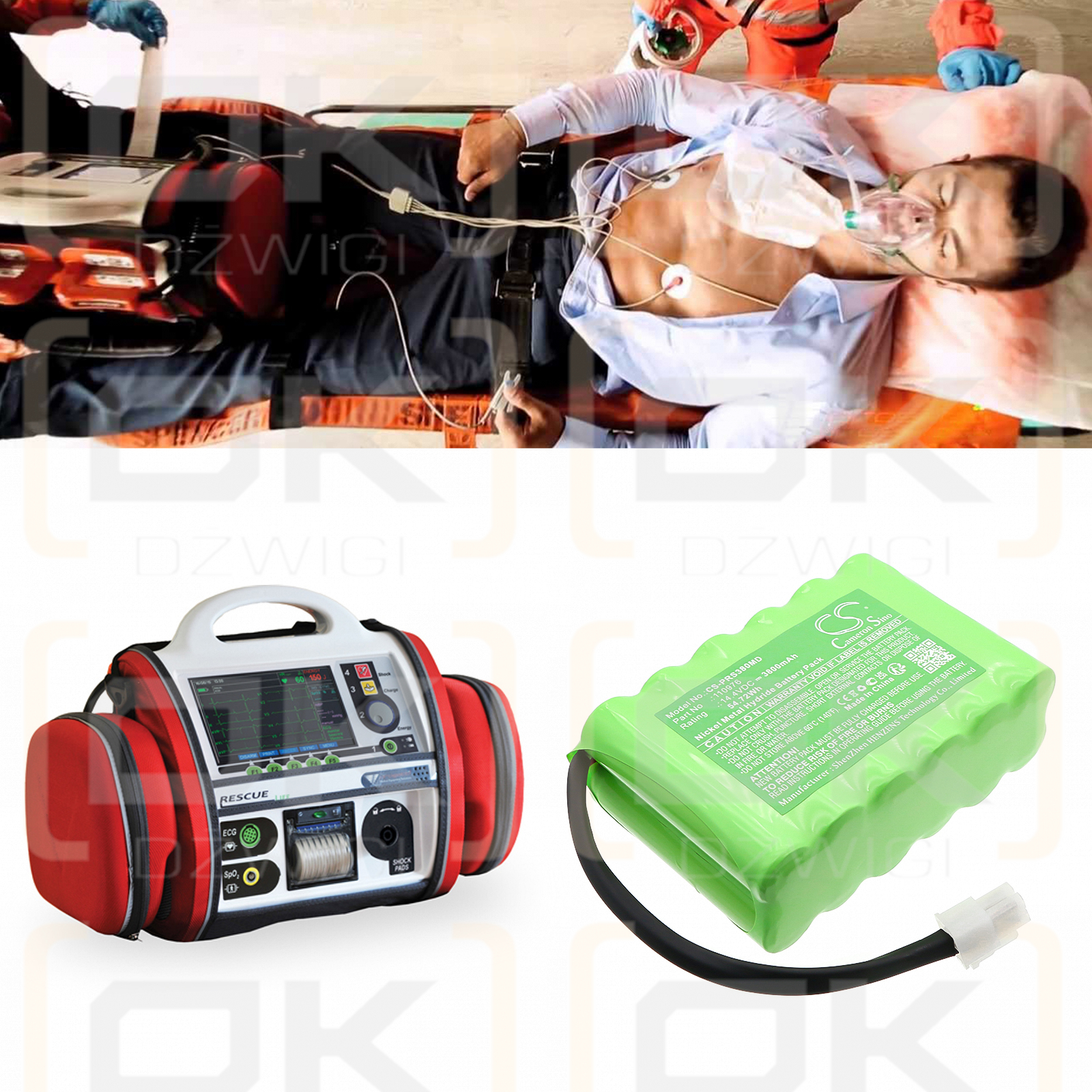 Progetti Defibrillator Rescue Life 38 / 110976 3800 mAh Ni-MH 14,4 V (Cameron Sino)