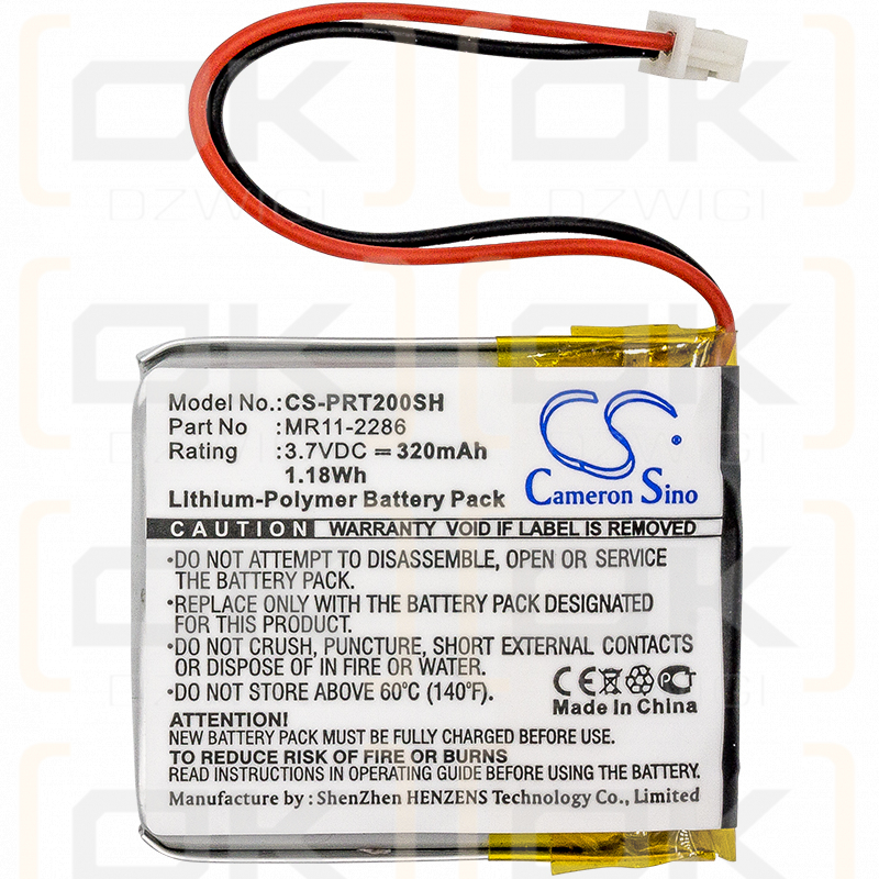 Casio PRT-2GP / MR11-2286 320mAh Li-Polímero 3.7V (Cameron Sino)