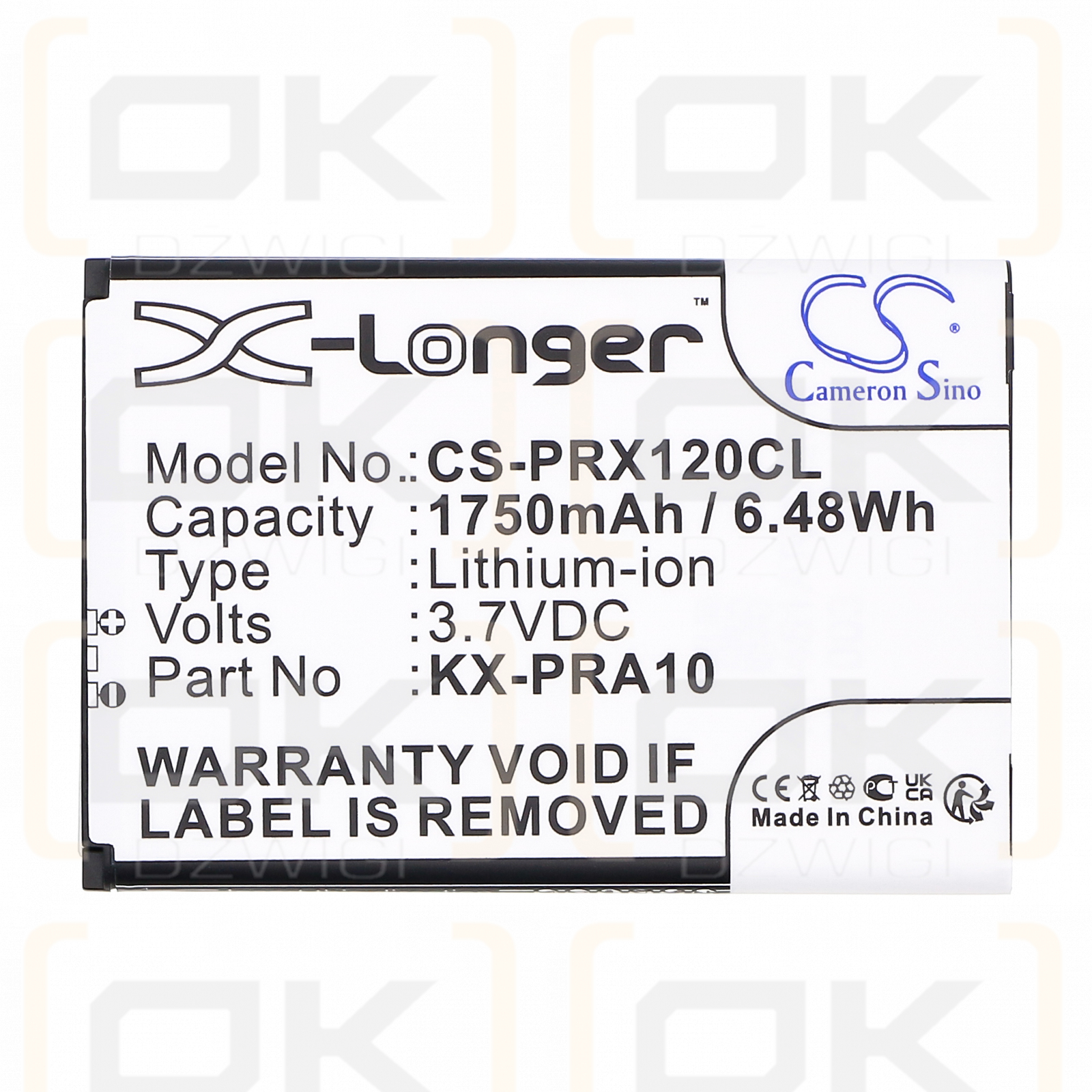 Panasonic KX-PRX150GW / KX-PRA10 1750 мАч литий-ионный 3,7 В (Cameron Sino)