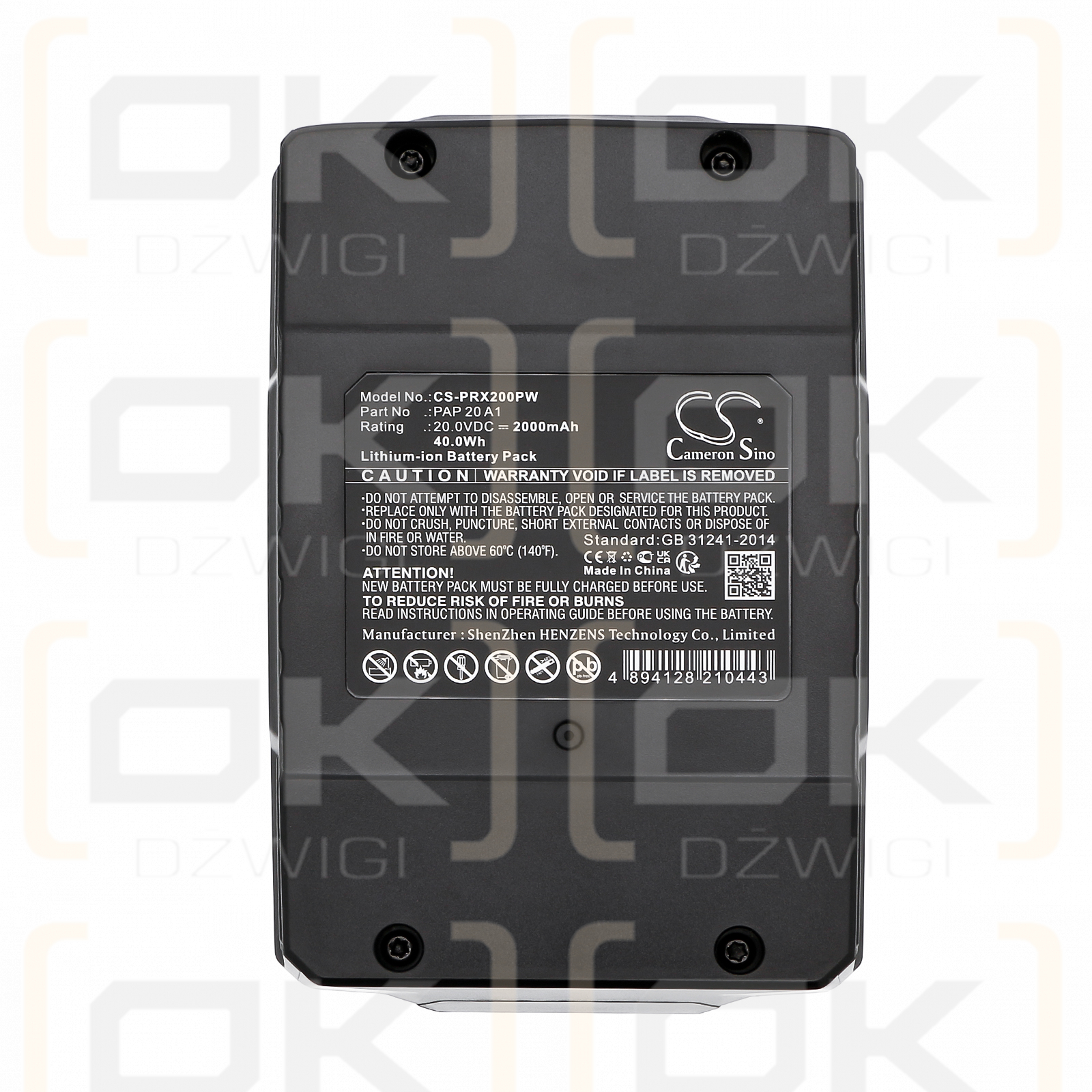 Parkside X 20V Team / PAP 20 A1 2000mAh Li-ion 20.0V (Cameron Sino)