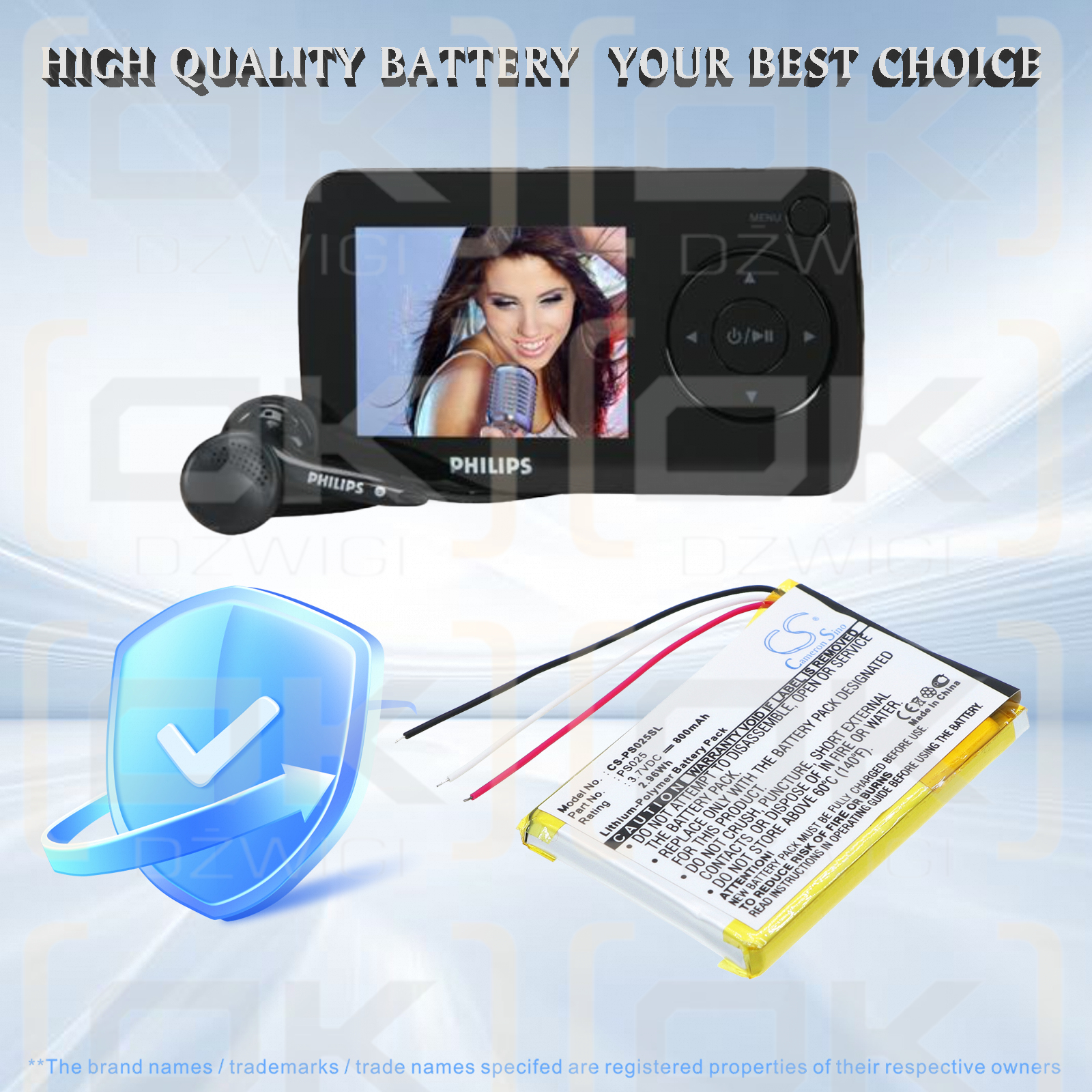 Bateria zamienna do Philips GoGear SA6025/37 800 mAh Li-Polymer 3.7 V (Cameron Sino)