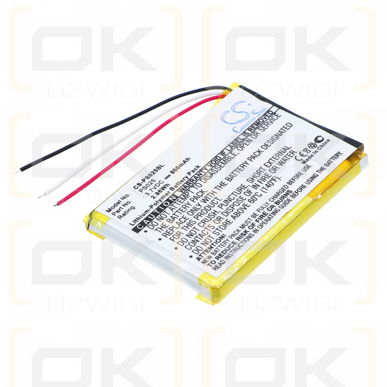 Bateria zamienna do Philips GoGear SA6025/37 800 mAh Li-Polymer 3.7 V (Cameron Sino)