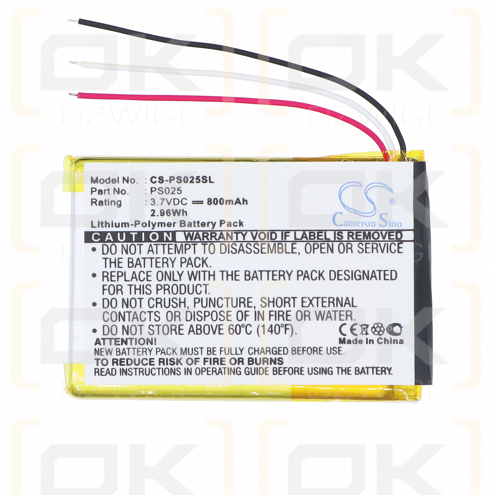 Bateria zamienna do Philips GoGear SA6025/37 800 mAh Li-Polymer 3.7 V (Cameron Sino)