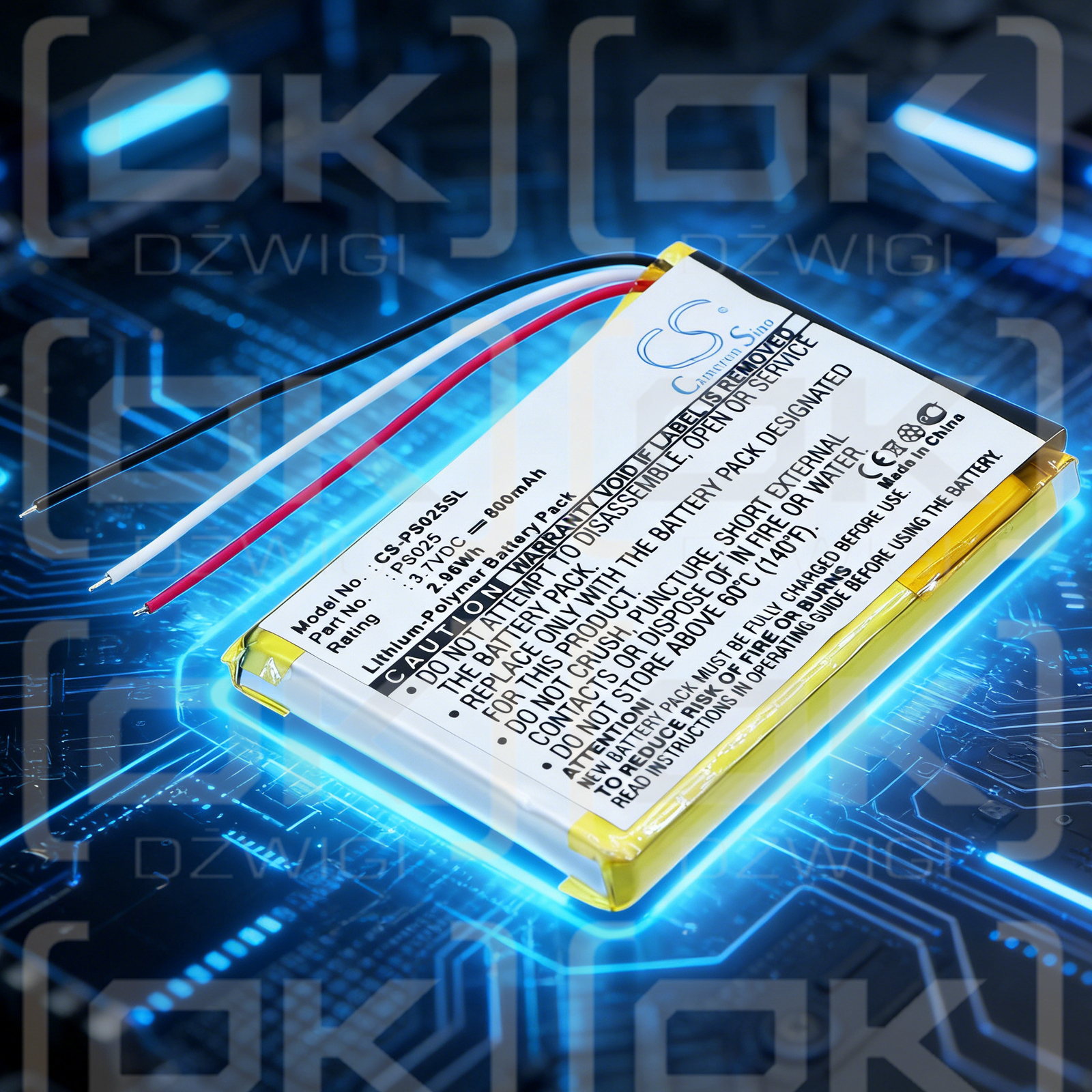 Bateria zamienna do Philips GoGear SA6025/37 800 mAh Li-Polymer 3.7 V (Cameron Sino)