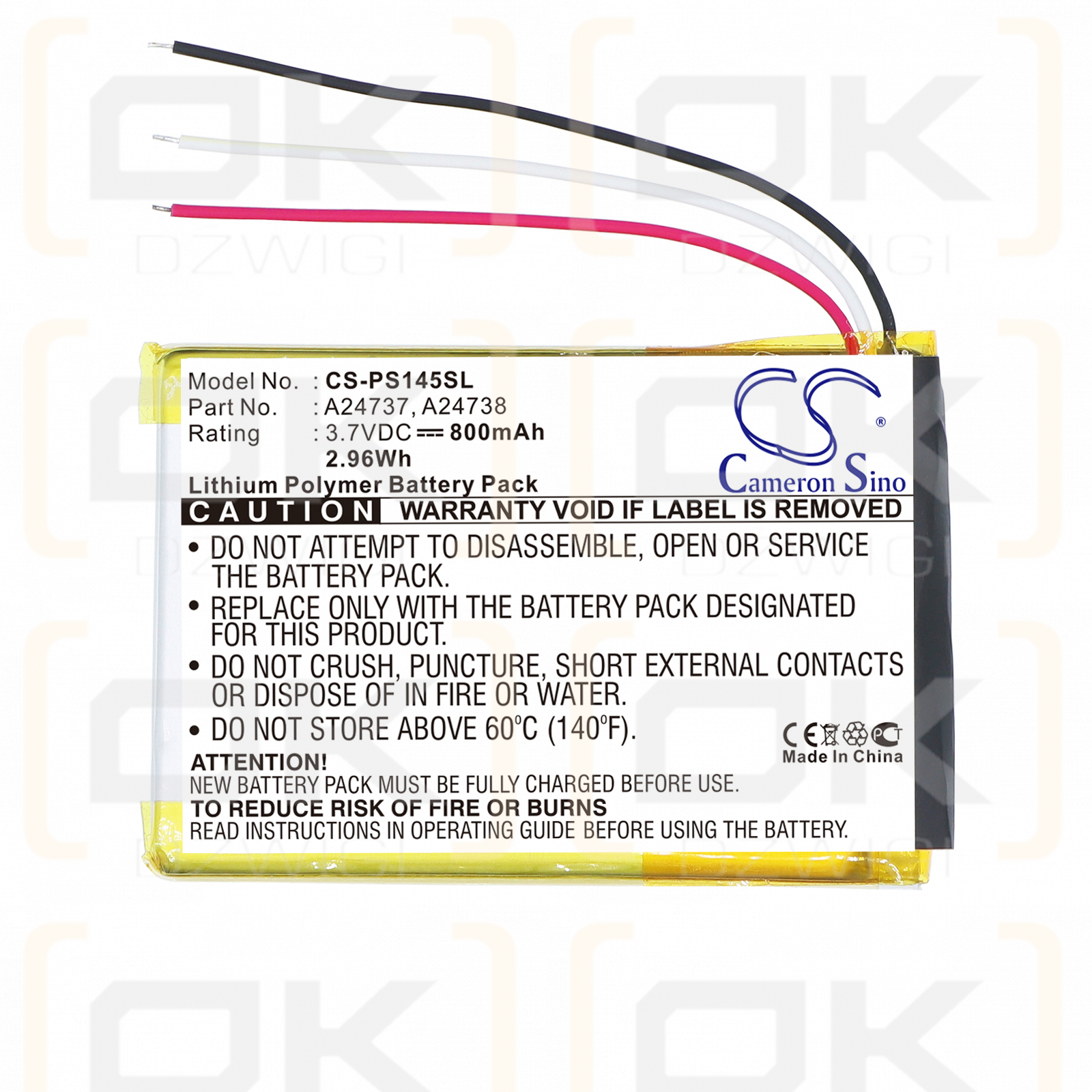 Philips GoGear SA6087 / 978733201021 800 mAh Li-Polymer 3,7 V (Cameron Sino)