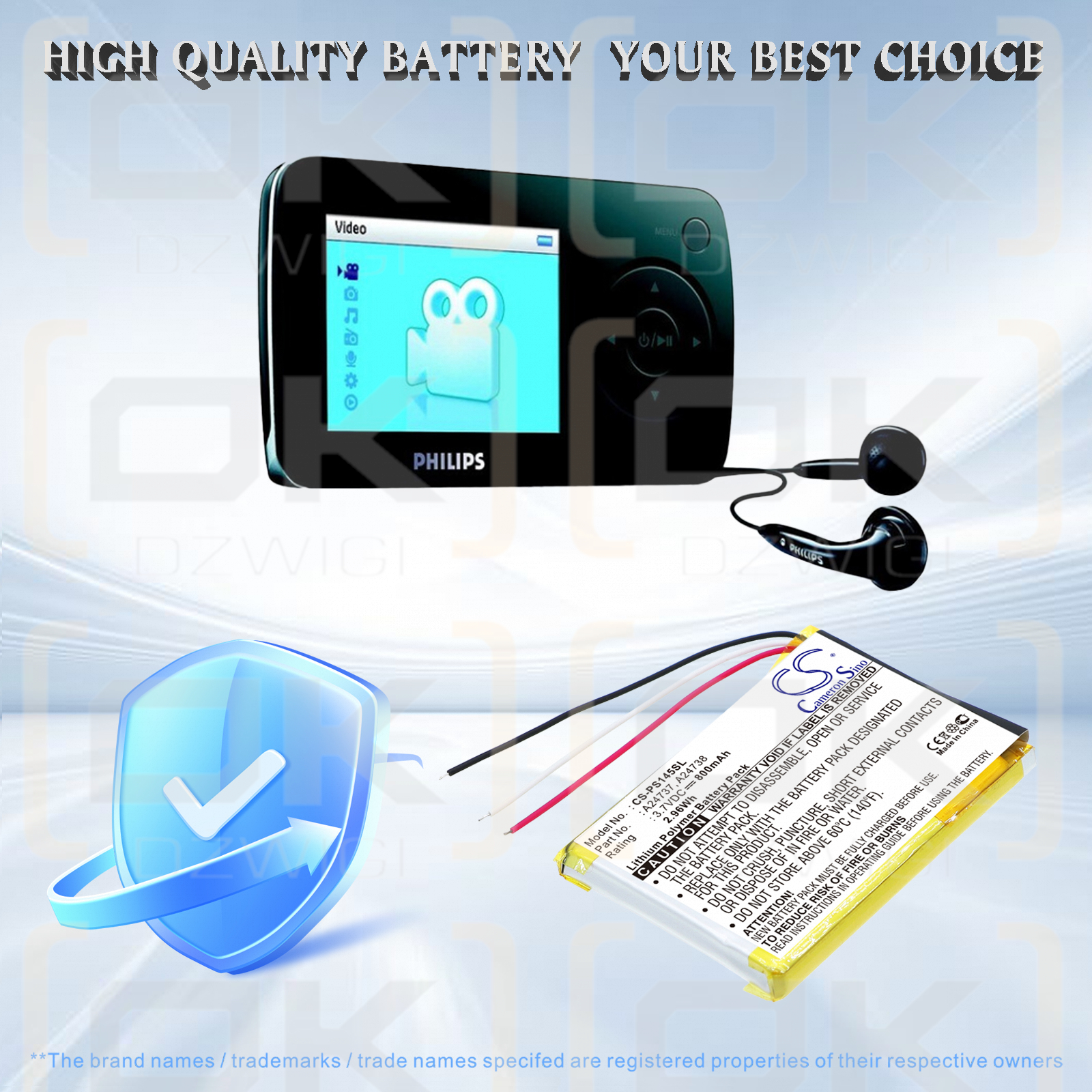 Philips GoGear SA6087 / 978733201021 800 mAh Li-Polymer 3,7 V (Cameron Sino)