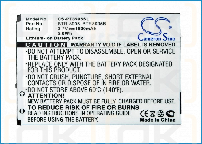 Pantech ADR8995VW / BTR-8995 1400 mAh Li-Ion 3,7 V (Cameron Sino)