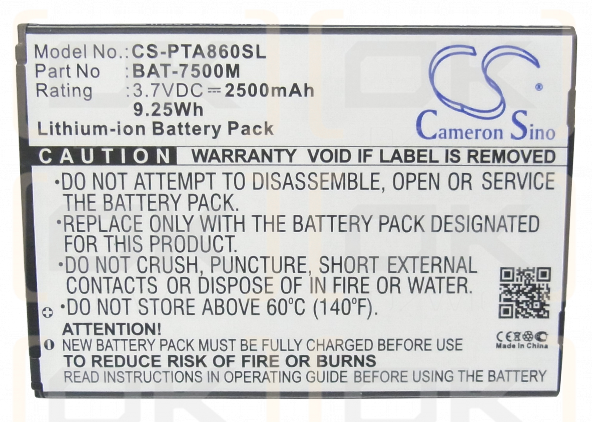 Pantech IM-A860K / BAT-7500M 2500 mAh Li-Ion 3,7 V (Cameron Sino)