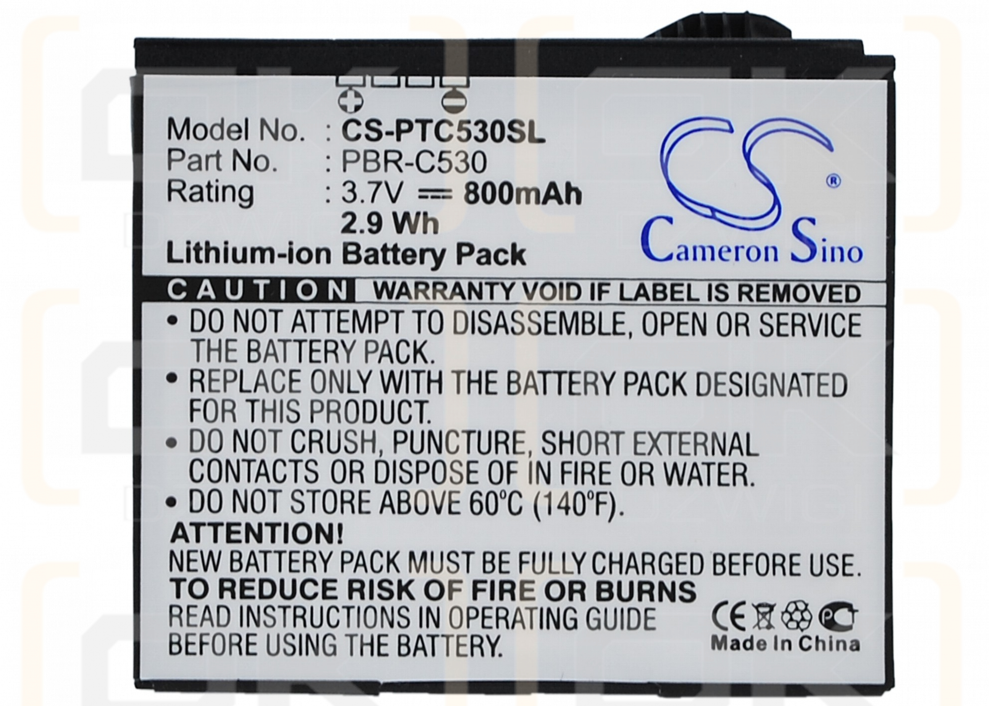 Pantech P7040P / PBR-C530 800 mAh Li-Ion 3,7 V (Cameron Sino)