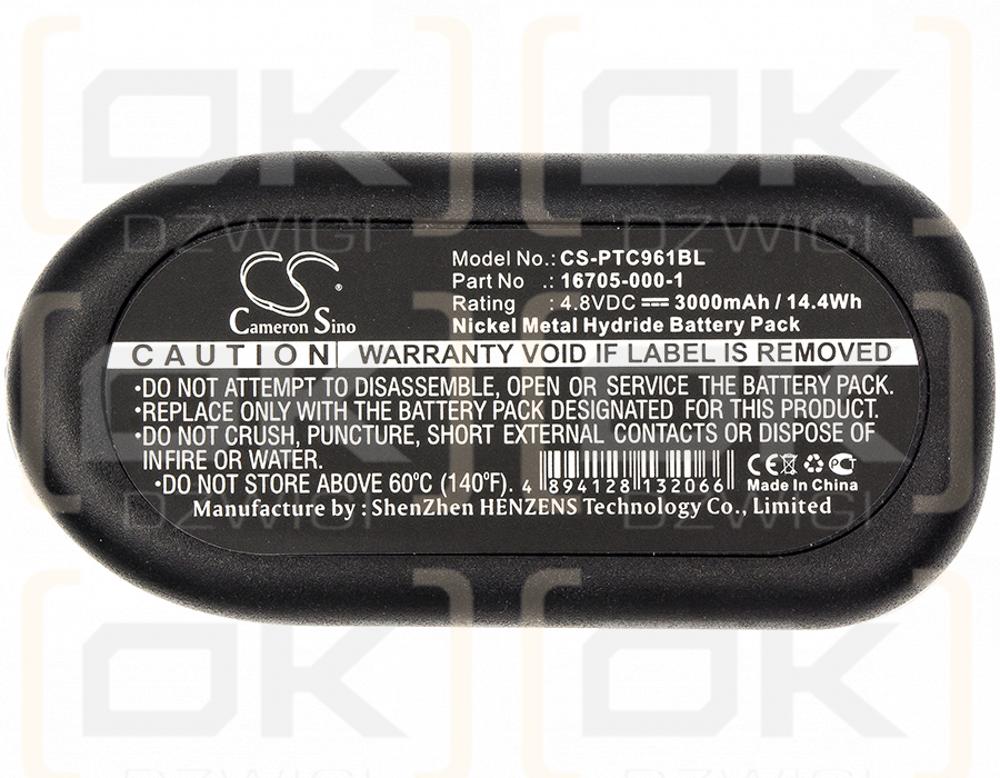 Telxon PTC-960XDS / 16705-000-1 3000 mAh Ni-MH 4.8 V (Cameron Sino)