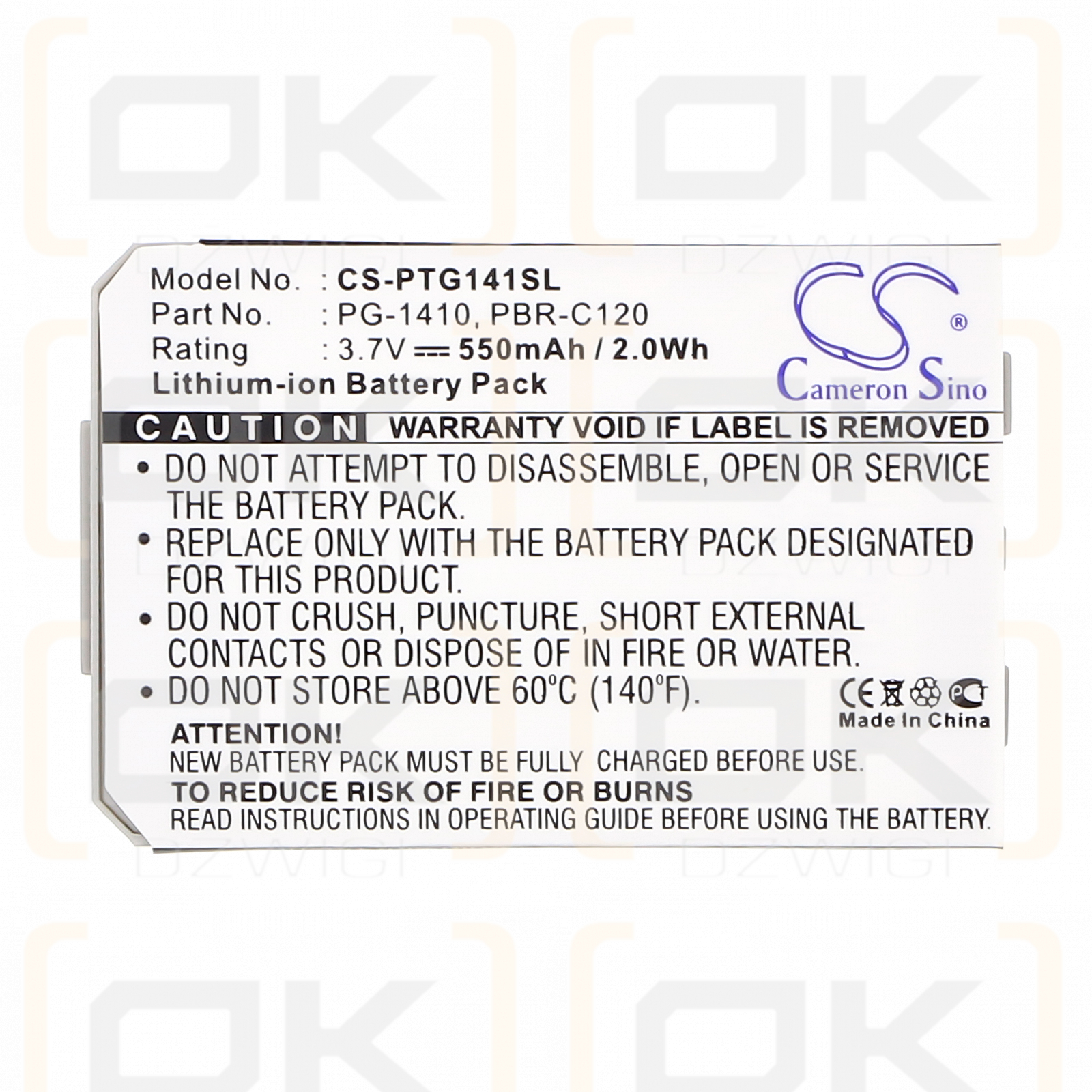 Pantech C120 / PG-1410 550mAh Li-ion 3.7V (Cameron Sino)