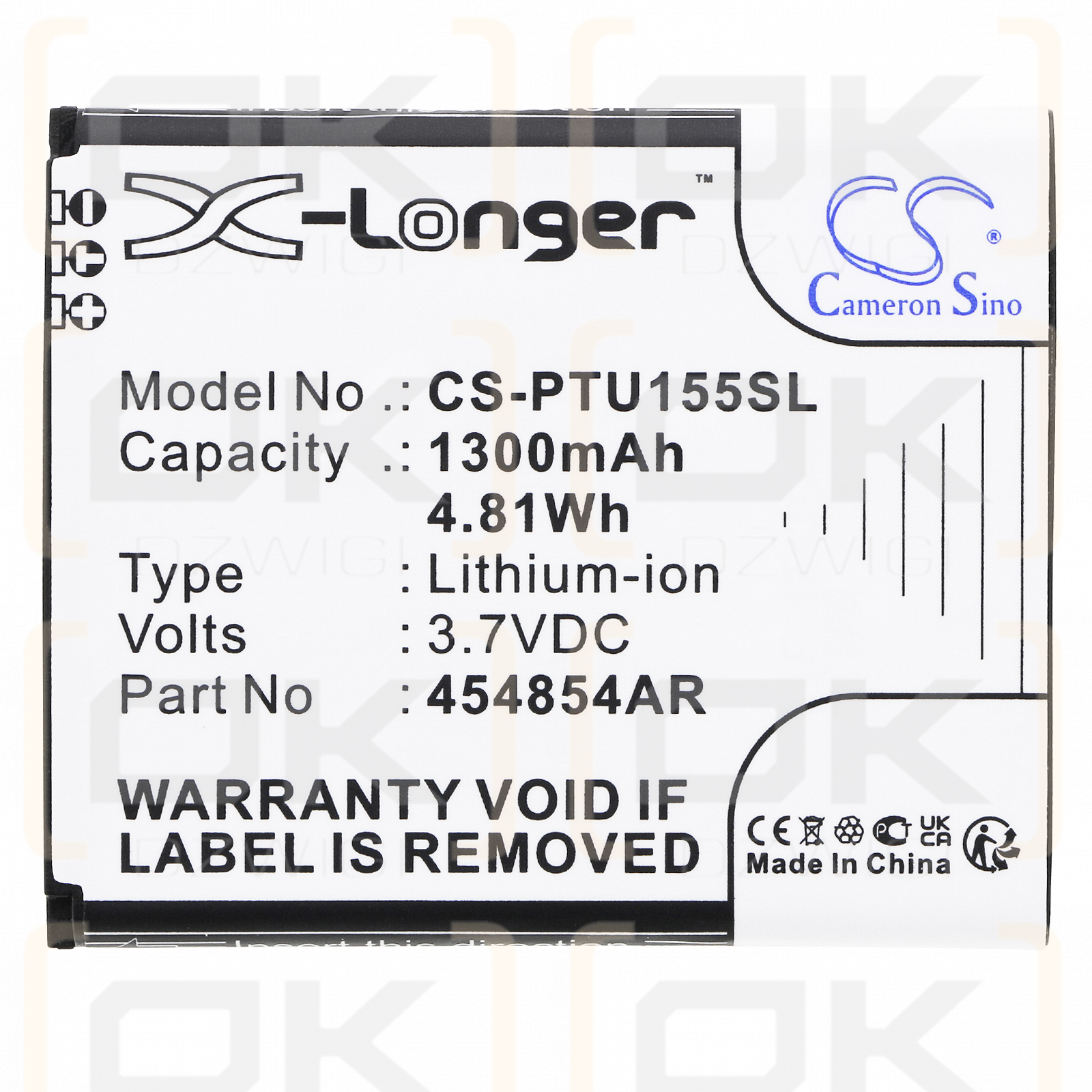 Panasonic KX-TU550 / 454854AR 1300mAh Li-ion 3.7V (Cameron Sino)