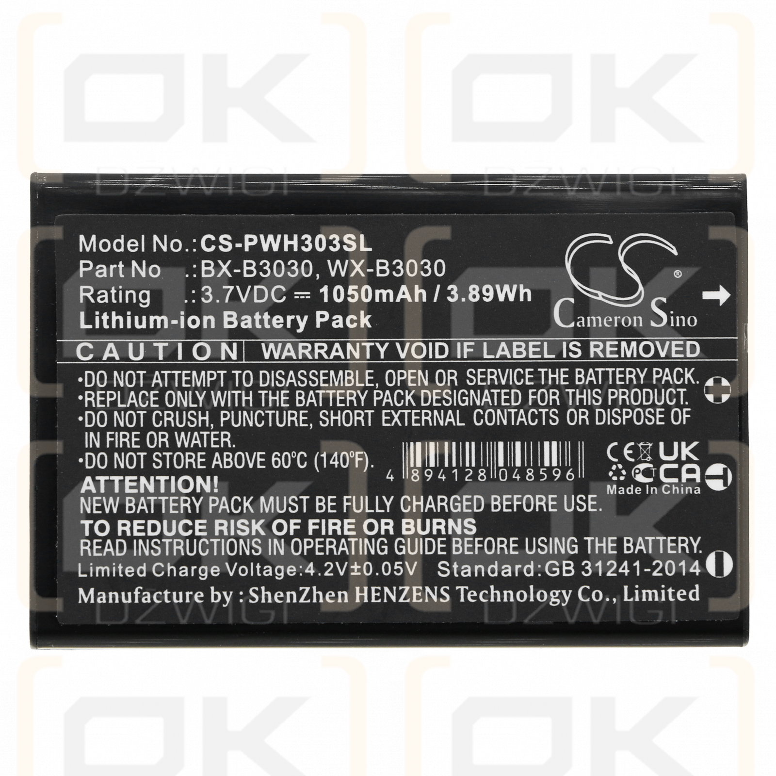 Panasonic WX-H3050 / BX-B3030 1050 мАч литий-ионный 3,7 В (Cameron Sino)