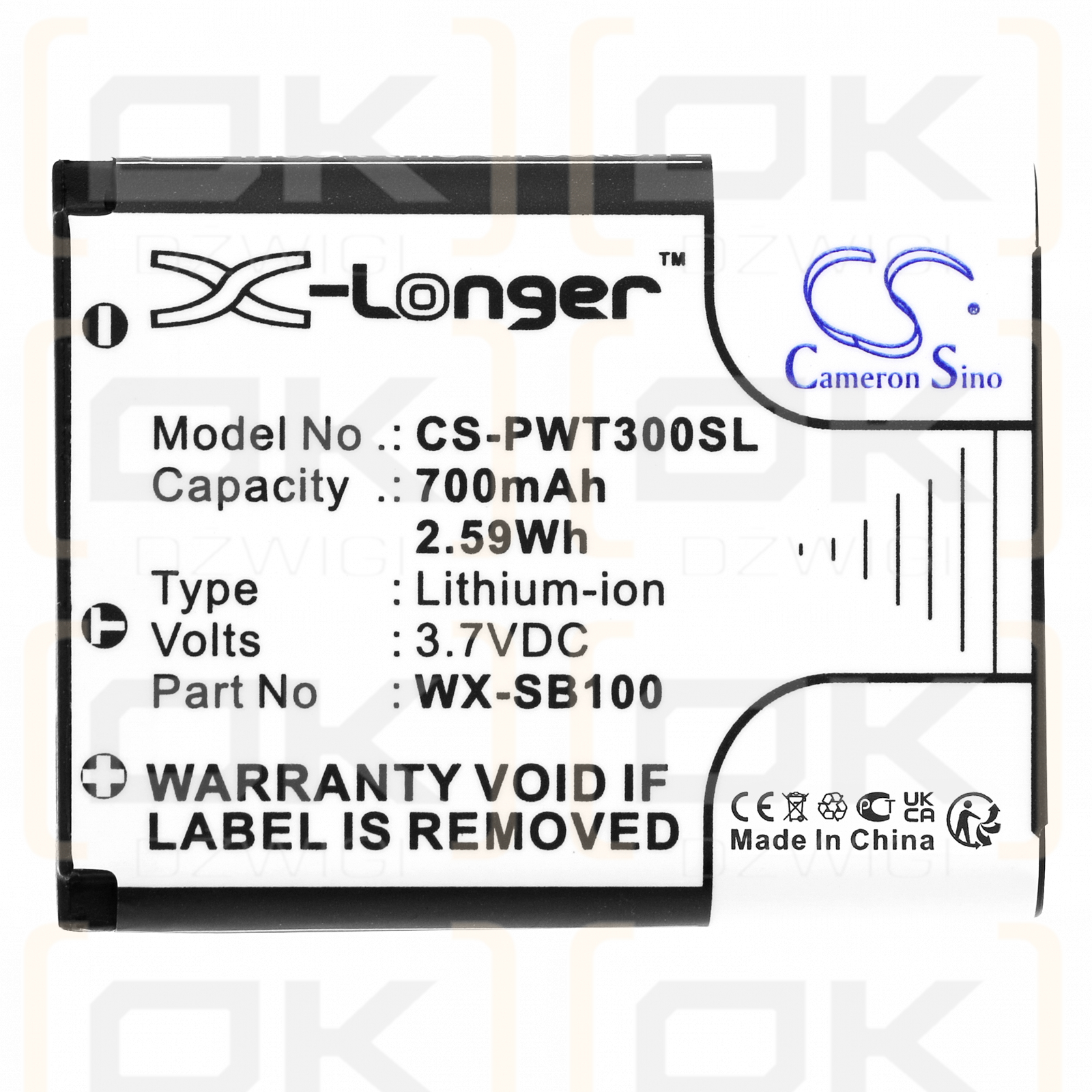 Panasonic Attune II / WX-SB100 700 mAh Li-Ion 3,7 V (Cameron Sino)