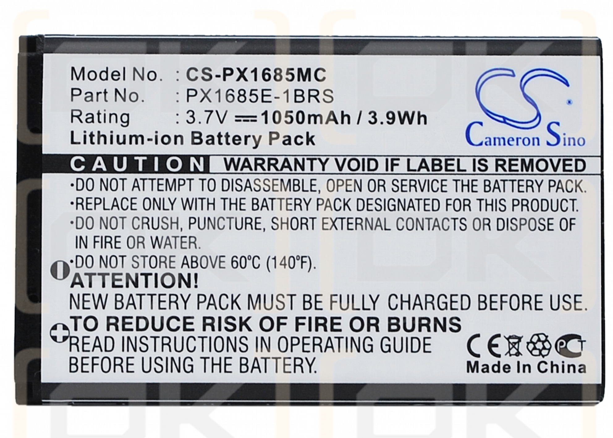 Toshiba Camileo S45 / PX1685E-1BRS 1050mAh Li-ion 3.7V (Cameron Sino)