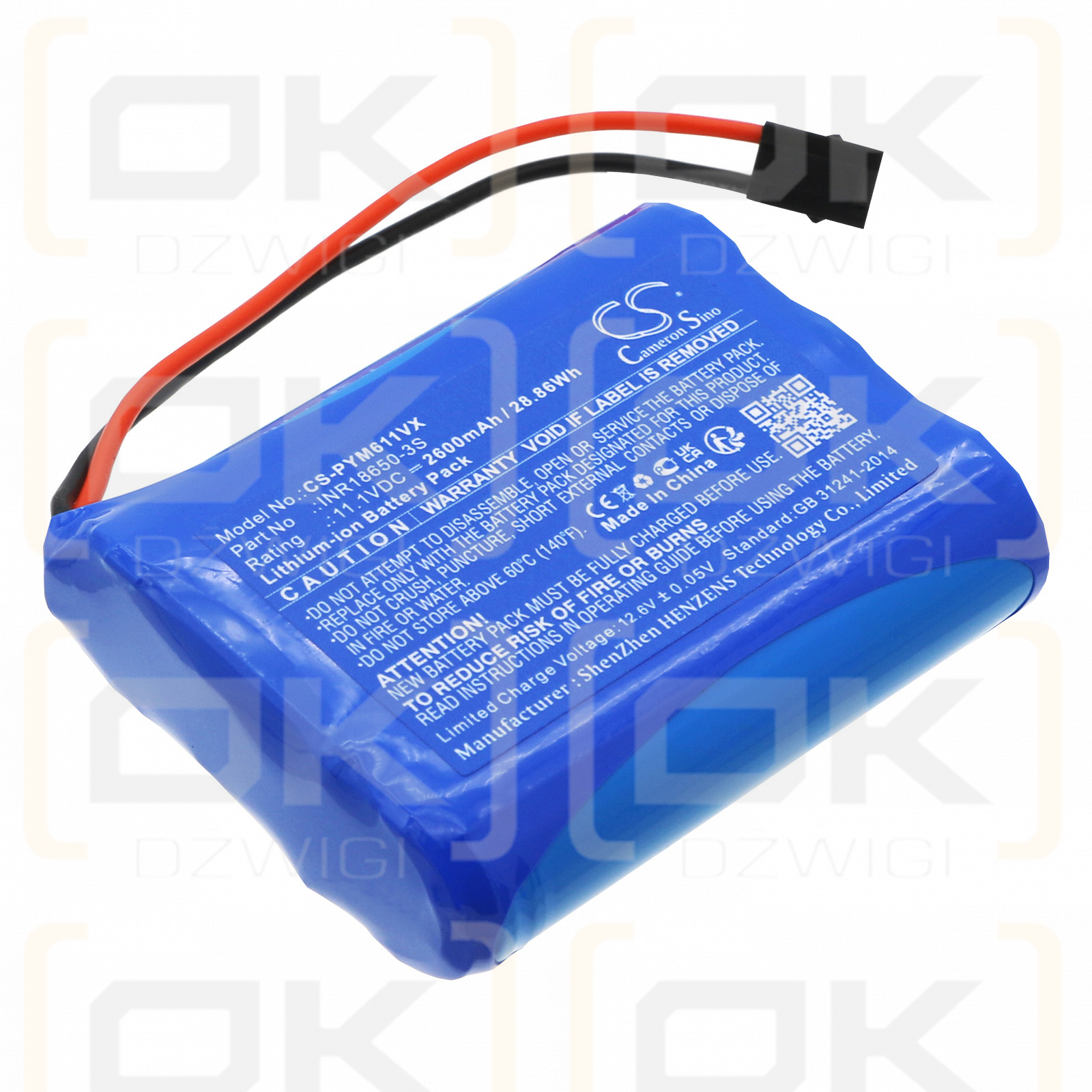 PUPPYOO V-M611A / INR18650-3S 2600 mAh Li-Ion 11,1 V (Cameron Sino)