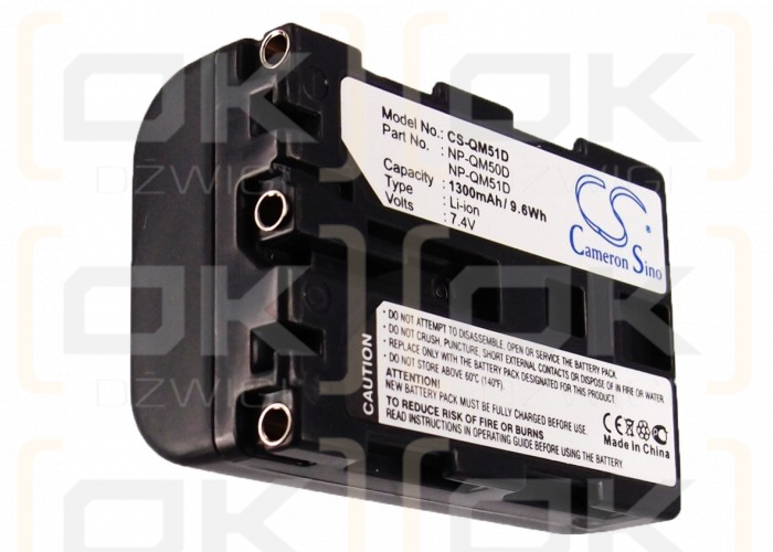 Sony DCR-DVD301 / NP-QM50D 1300 mAh Li-ion 7,4 V (Cameron Sino)