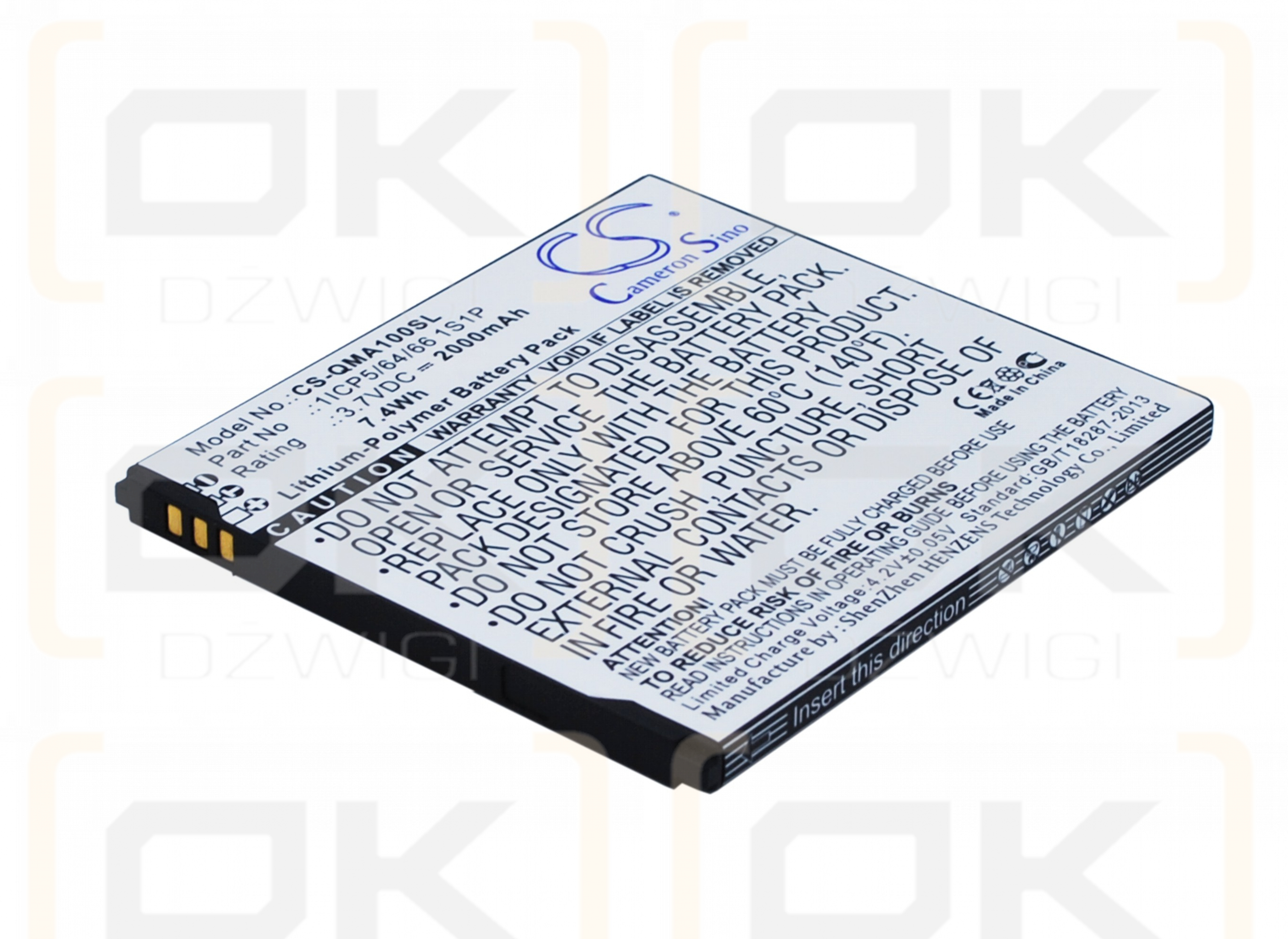 QMobile A10 / 1ICP5/64/66 1S1P 2000 mAh Li-Polymer 3,7 V (Cameron Sino)