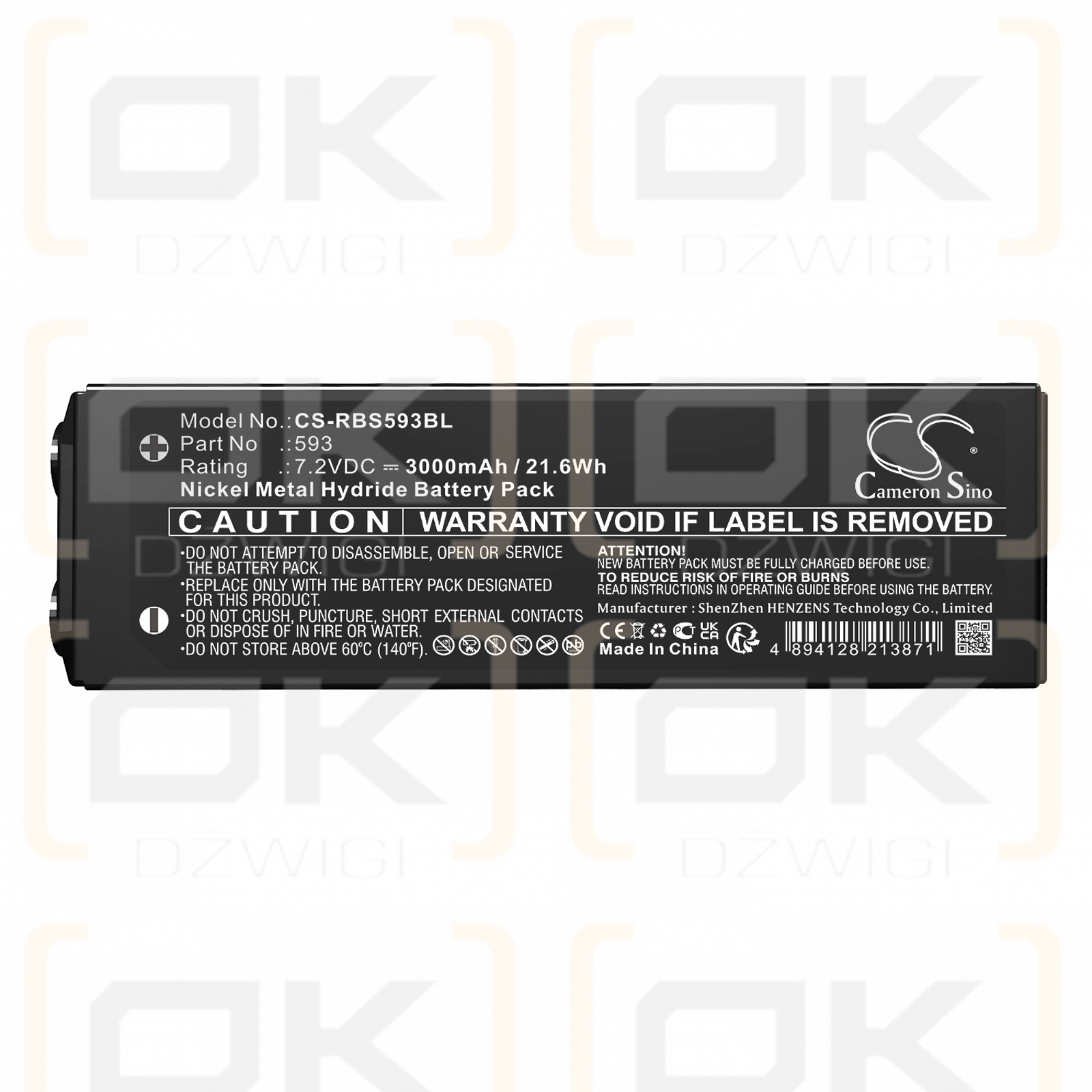 Scanreco RSC7220 / 593 3000mAh Ni-MH 7.2V (Cameron Sino)