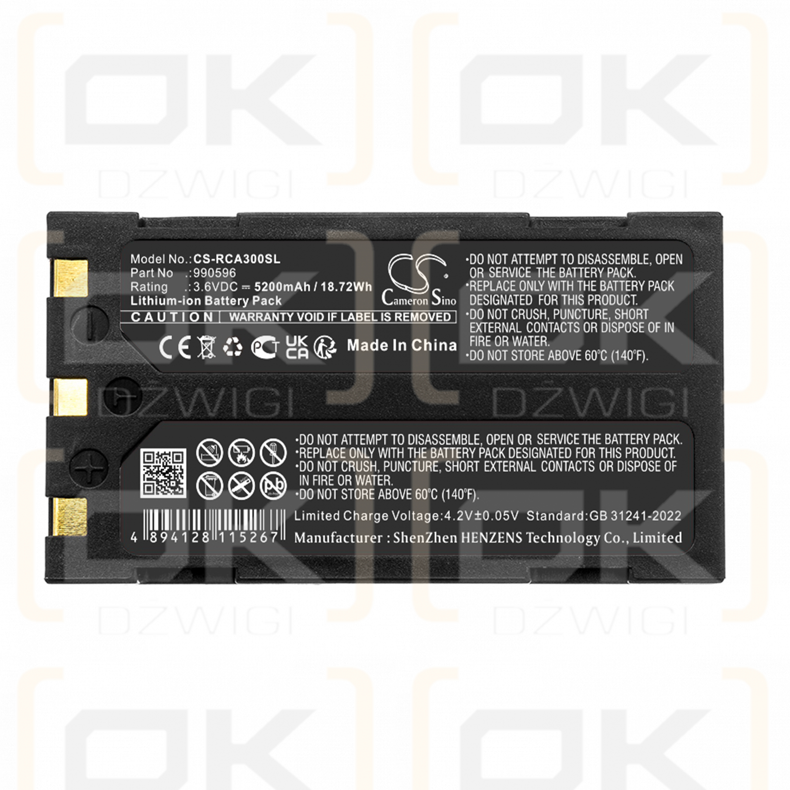 RIDGID CA-100 / 990596 5200mAh Li-ion 3.6V (Cameron Sino)