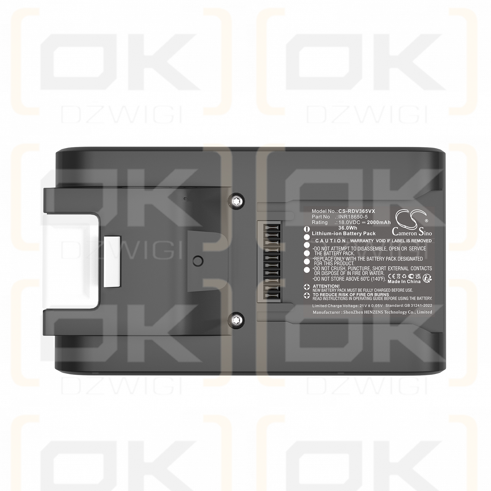 Redmond RV-UR365 / INR18650-5 2000mAh Li-ion 18.0V (Cameron Sino)