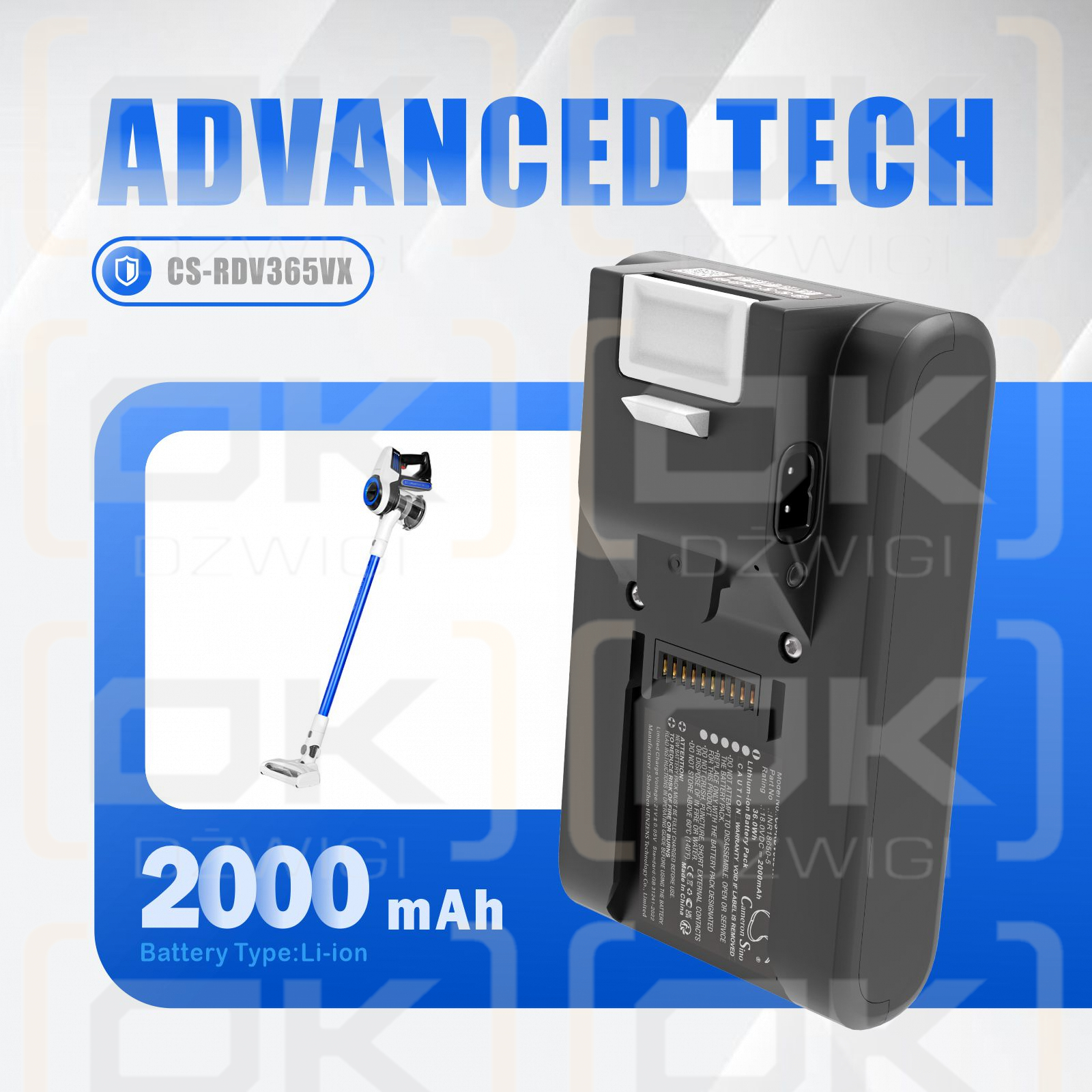 Redmond RV-UR365 / INR18650-5 2000mAh Li-ion 18.0V (Cameron Sino)