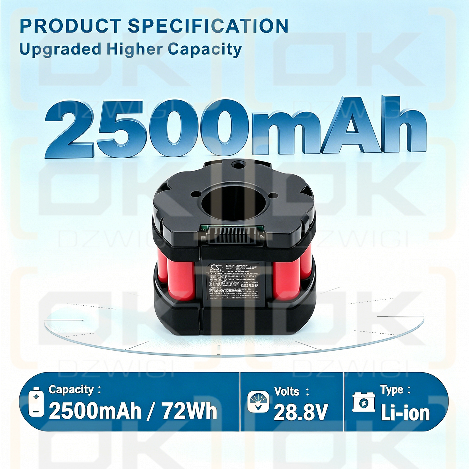 Bateria zamienna do Roidmi  XCQ06RM / 8INR18650HE2-2500-B0 2500 mAh Li-ion 28.8 V (Cameron Sino)