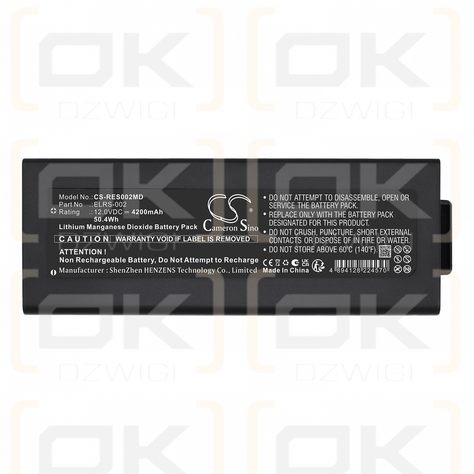 Progetti Rescue Sam Defibrillator / ELRS-002 4200 mAh Li-MnO2 12 V (Cameron Sino)