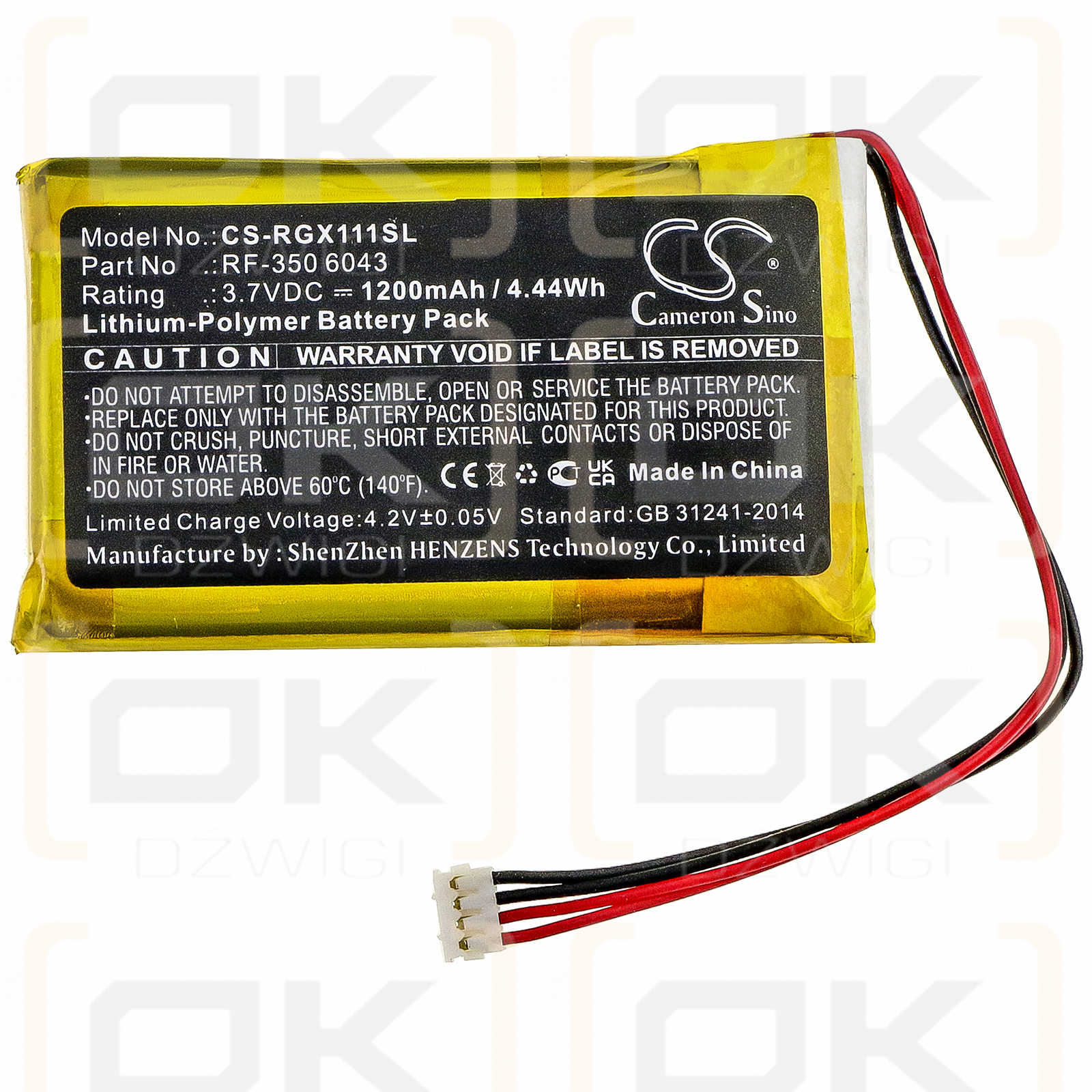 Renkforce GX-111 / RF-350 6043 1200 mAh Li-Polymer 3,7 V (Cameron Sino)