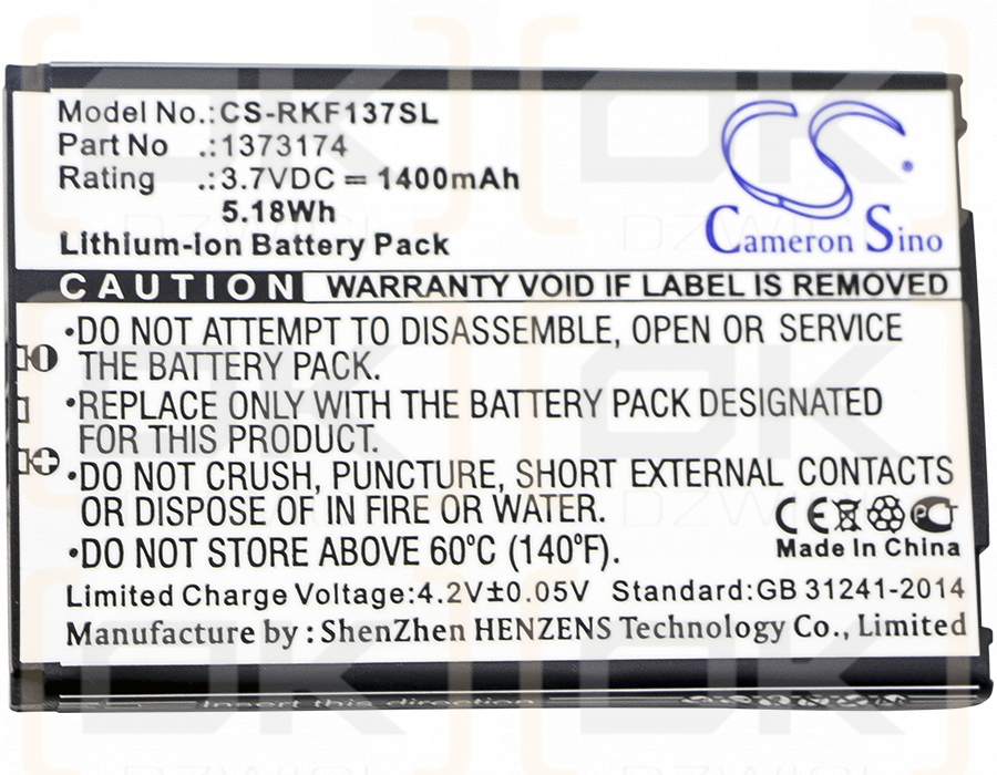 Renkforce 1373174 / BP-5L 1400mAh Li-ion 3.7V (Cameron Sino)