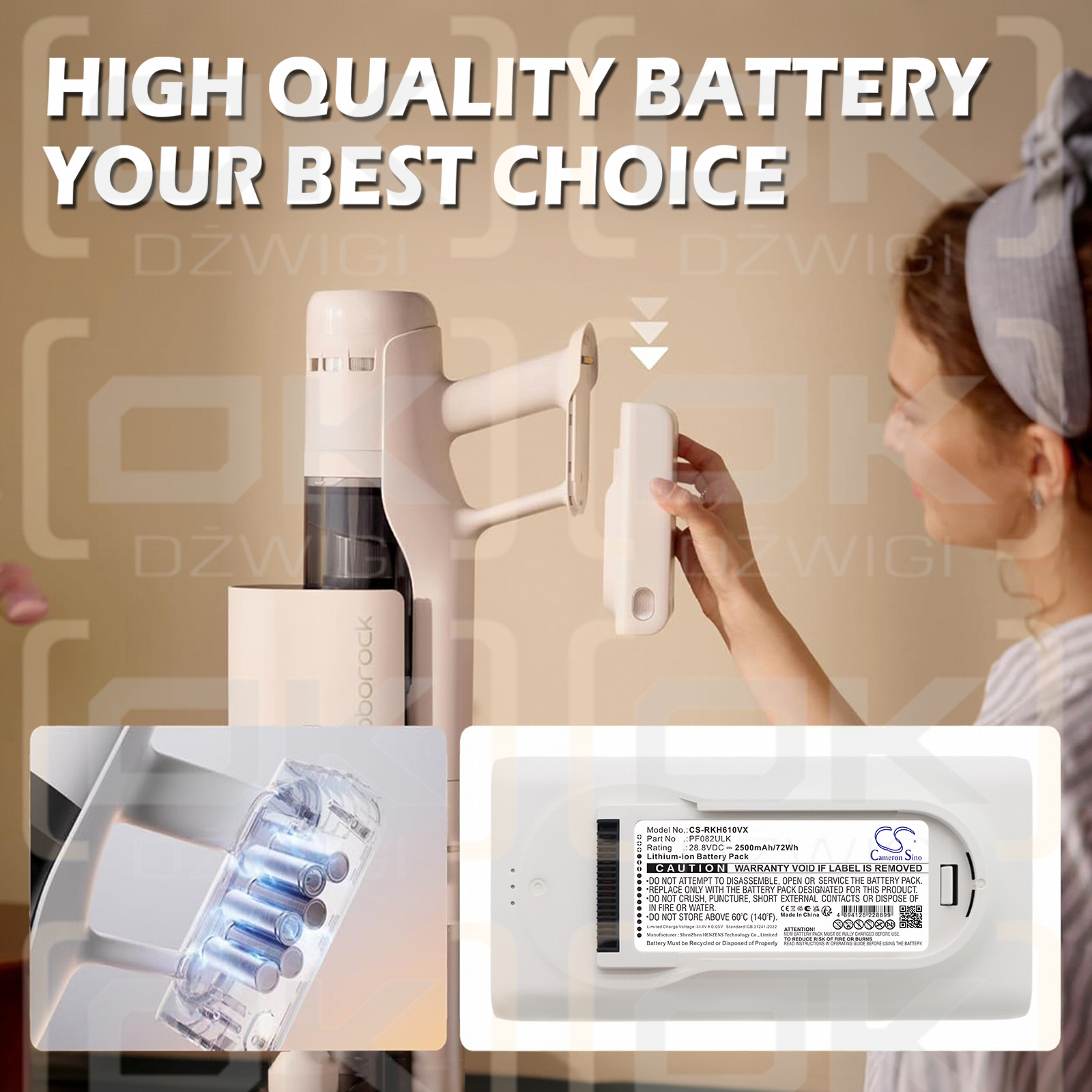 Bateria zamienna do Roborock H60 Hub Pro / PF082ULK 2500 mAh Li-ion 28.8 V (Cameron Sino)